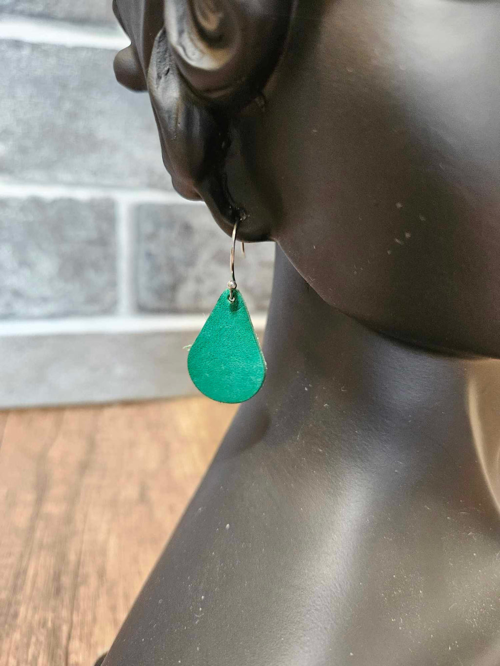 Teal Teardrop Leather Earrings - 2 Syles
