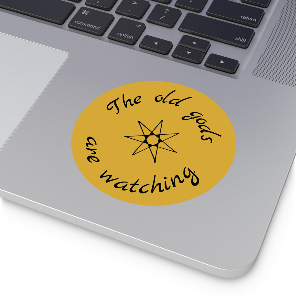 Pagan Old Gods Are Watching Round Vinyl Sticker | Heathen Occult Decal