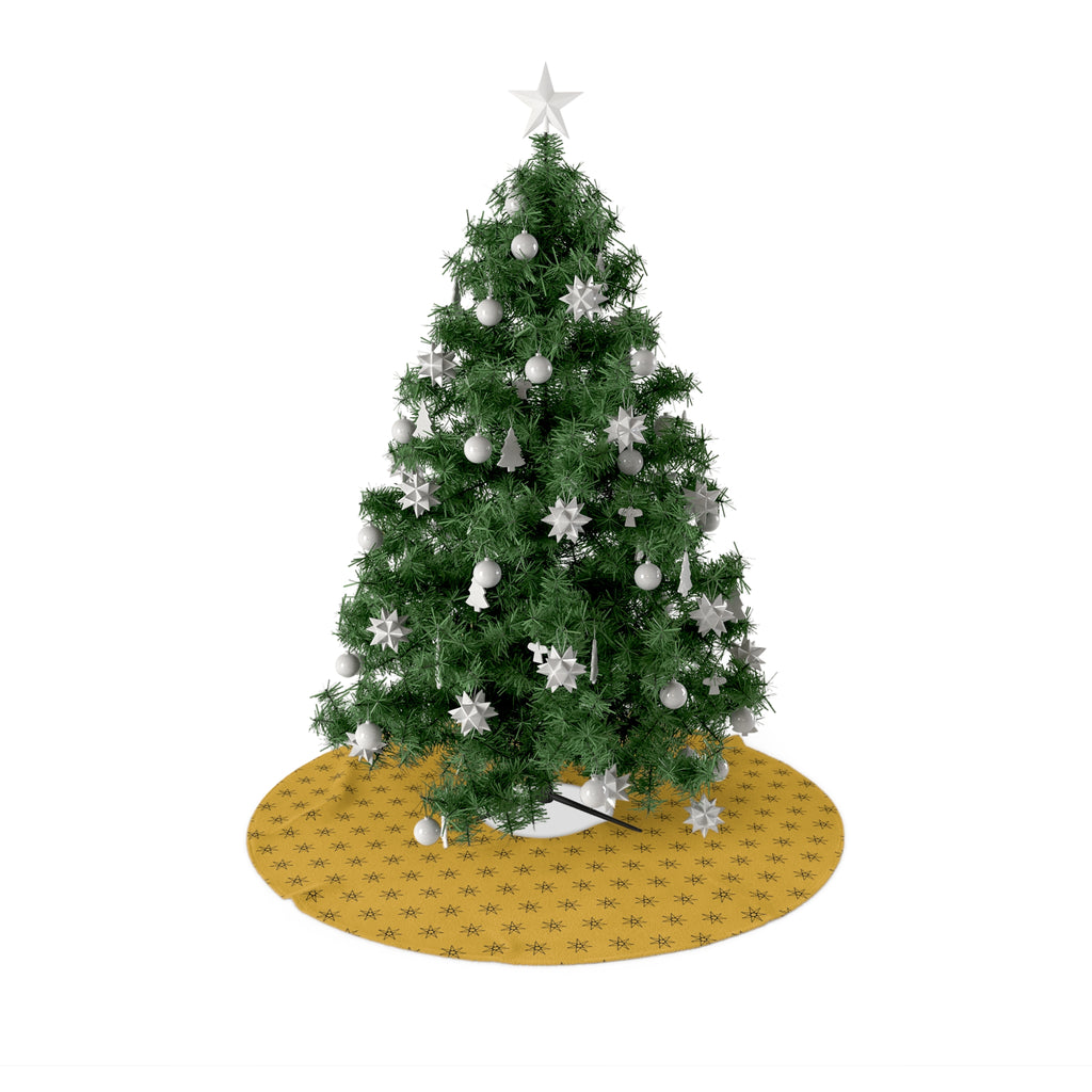 Gold Star Christmas Tree Skirt | Yellow Tree Skirt