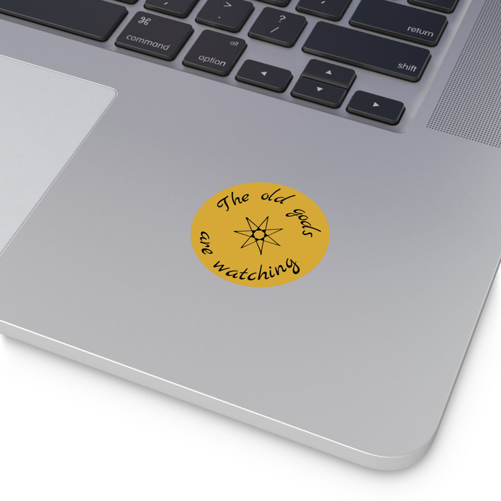 Pagan Old Gods Are Watching Round Vinyl Sticker | Heathen Occult Decal