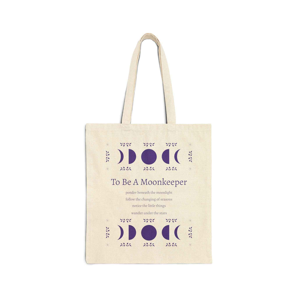Moon Phase Cotton Tote — "To Be A Moonkeeper" Lunar Canvas Bag