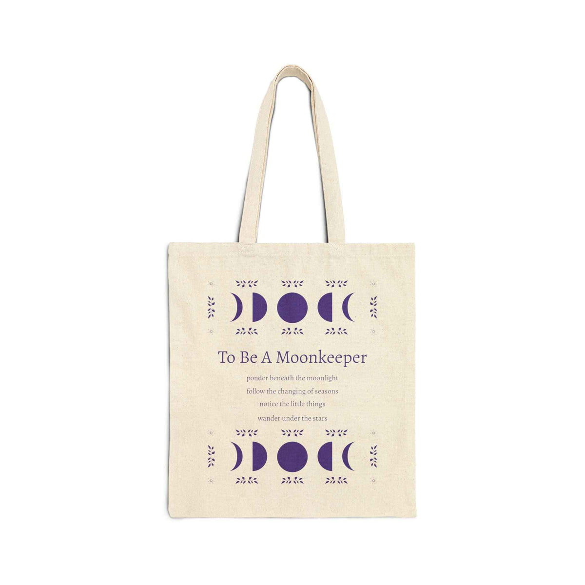 Moon Phase Cotton Tote — "To Be A Moonkeeper" Lunar Canvas Bag
