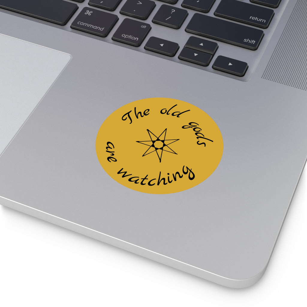 Pagan Old Gods Are Watching Round Vinyl Sticker | Heathen Occult Decal