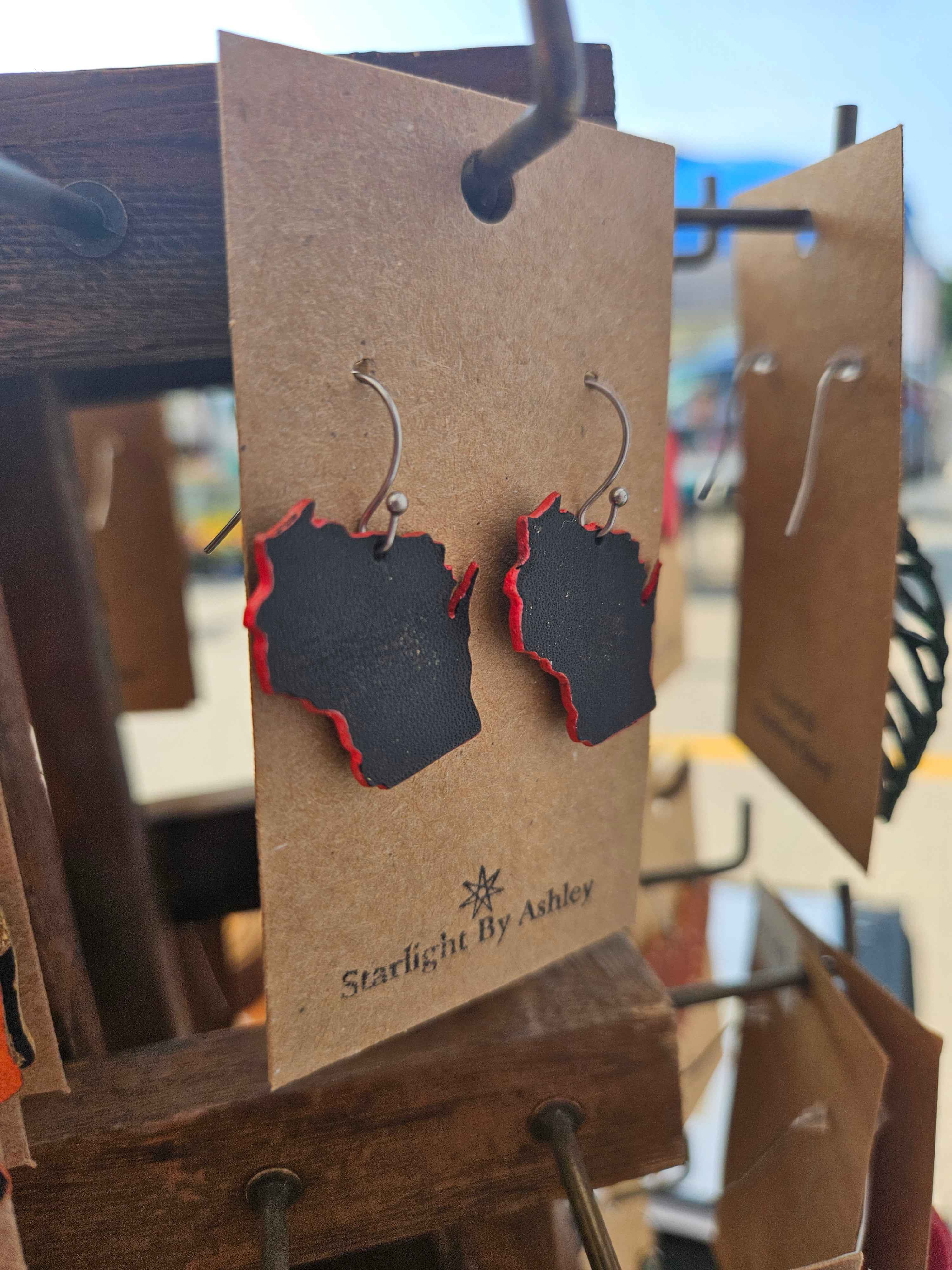 Wisconsin Pride Leather Earrings