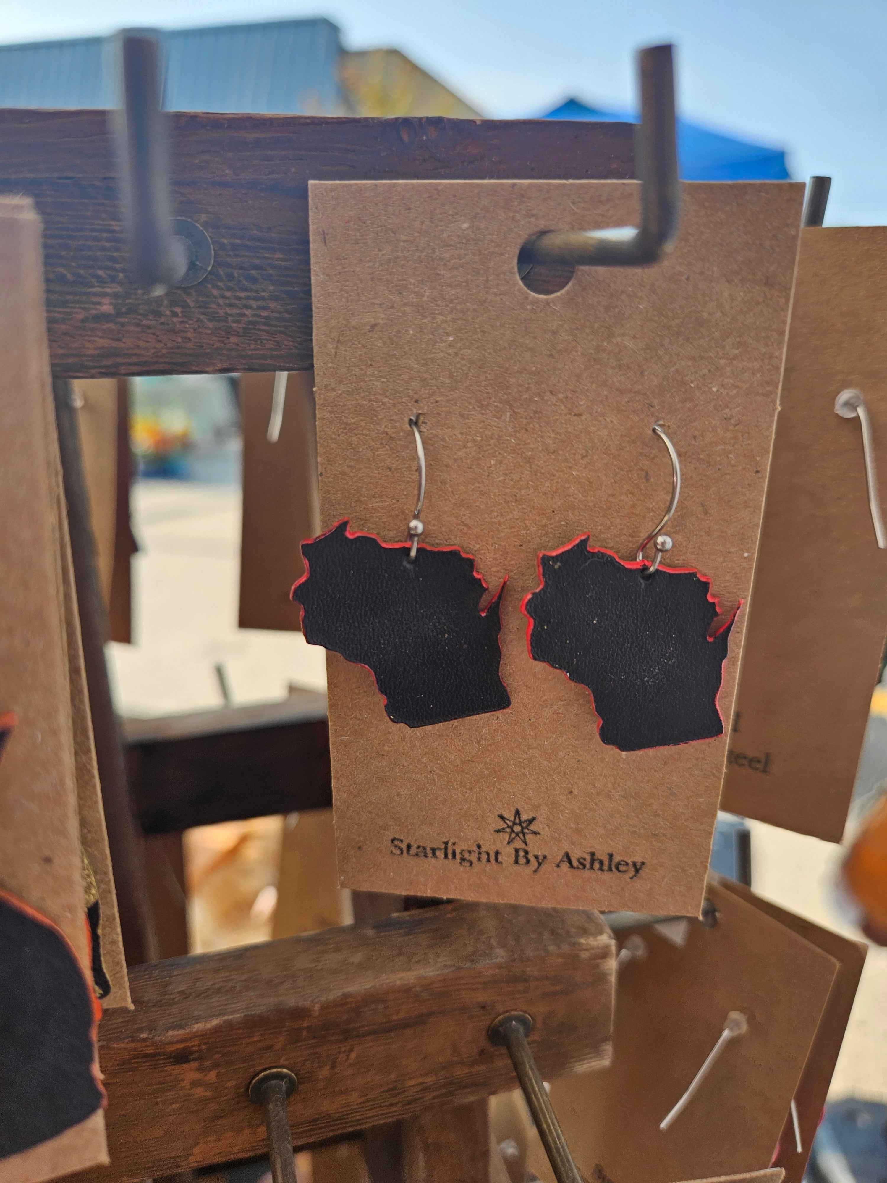 Wisconsin Pride Leather Earrings