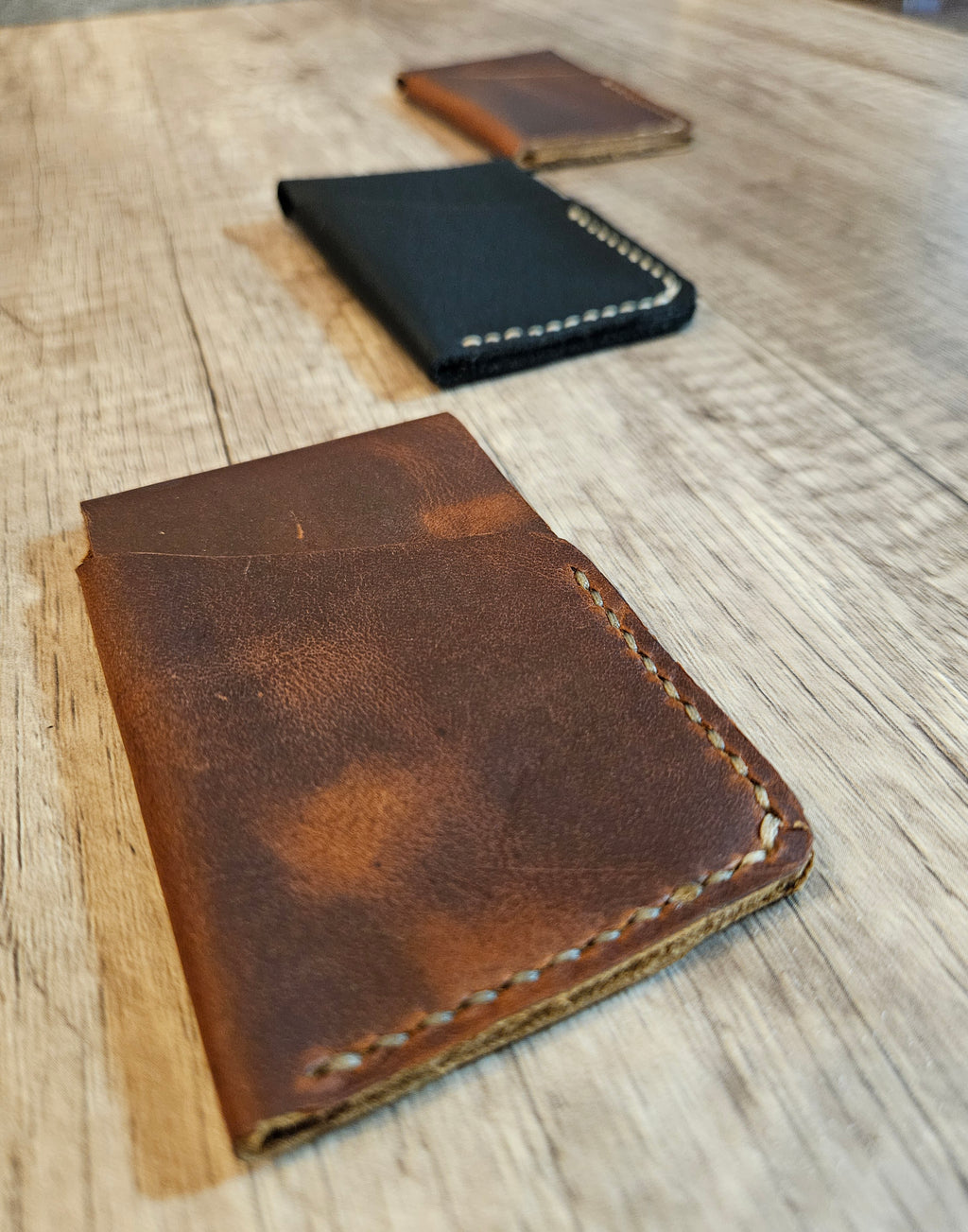 Trailbound Slim Leather Wallet – Handmade Two-Pocket Card Wallet