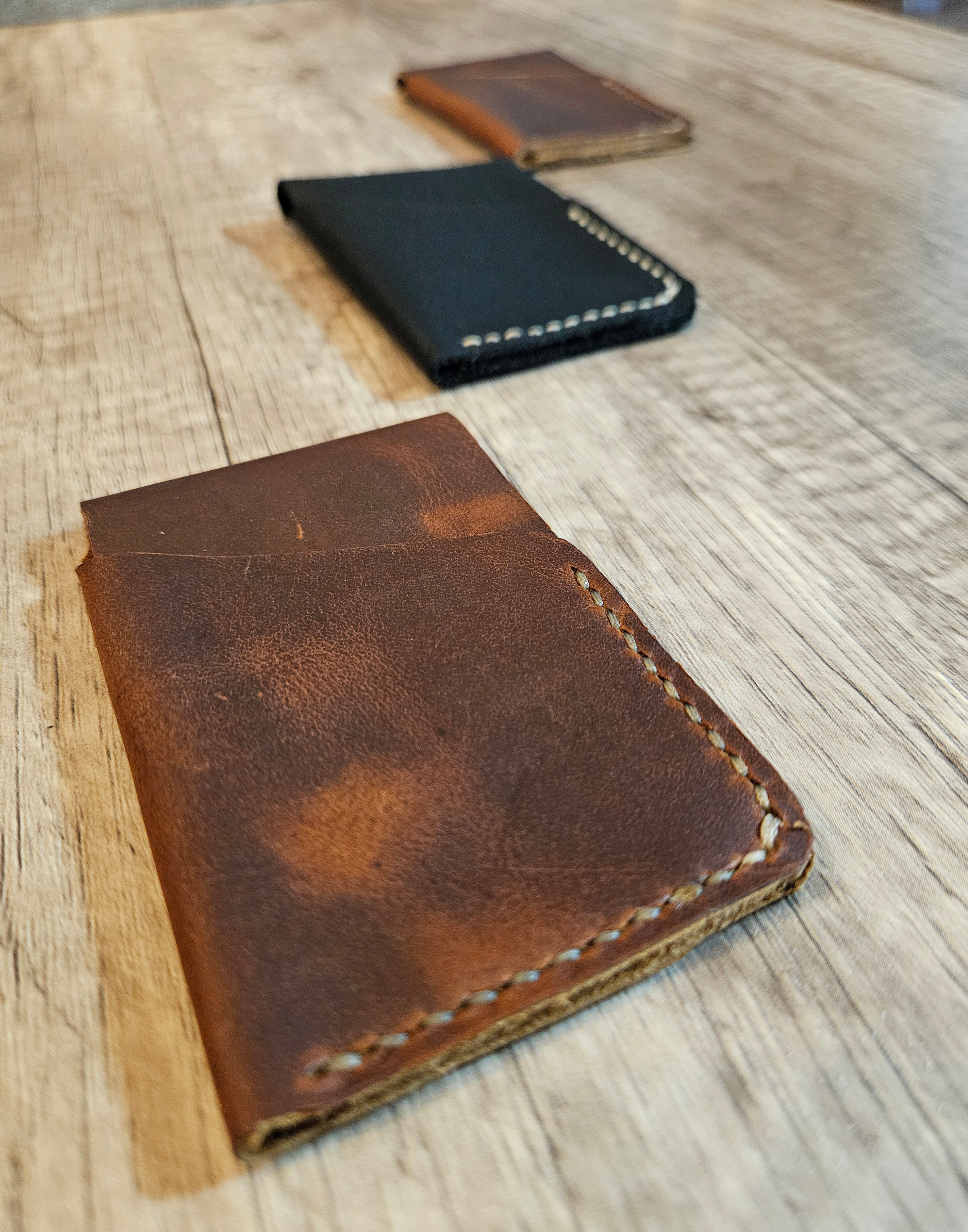 Trailbound Slim Leather Wallet – Handmade Two-Pocket Card Wallet