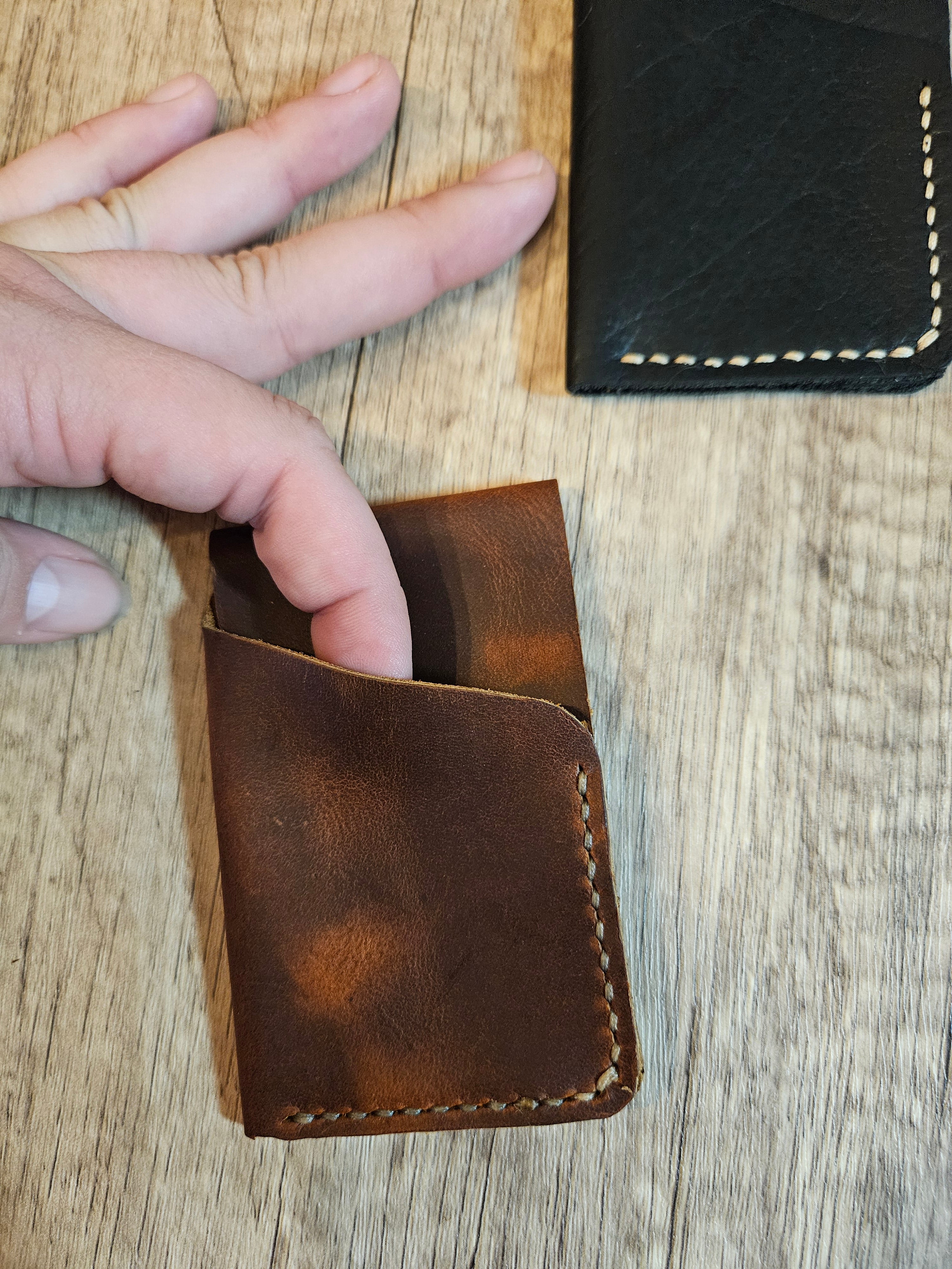 Trailbound Slim Leather Wallet – Handmade Two-Pocket Card Wallet
