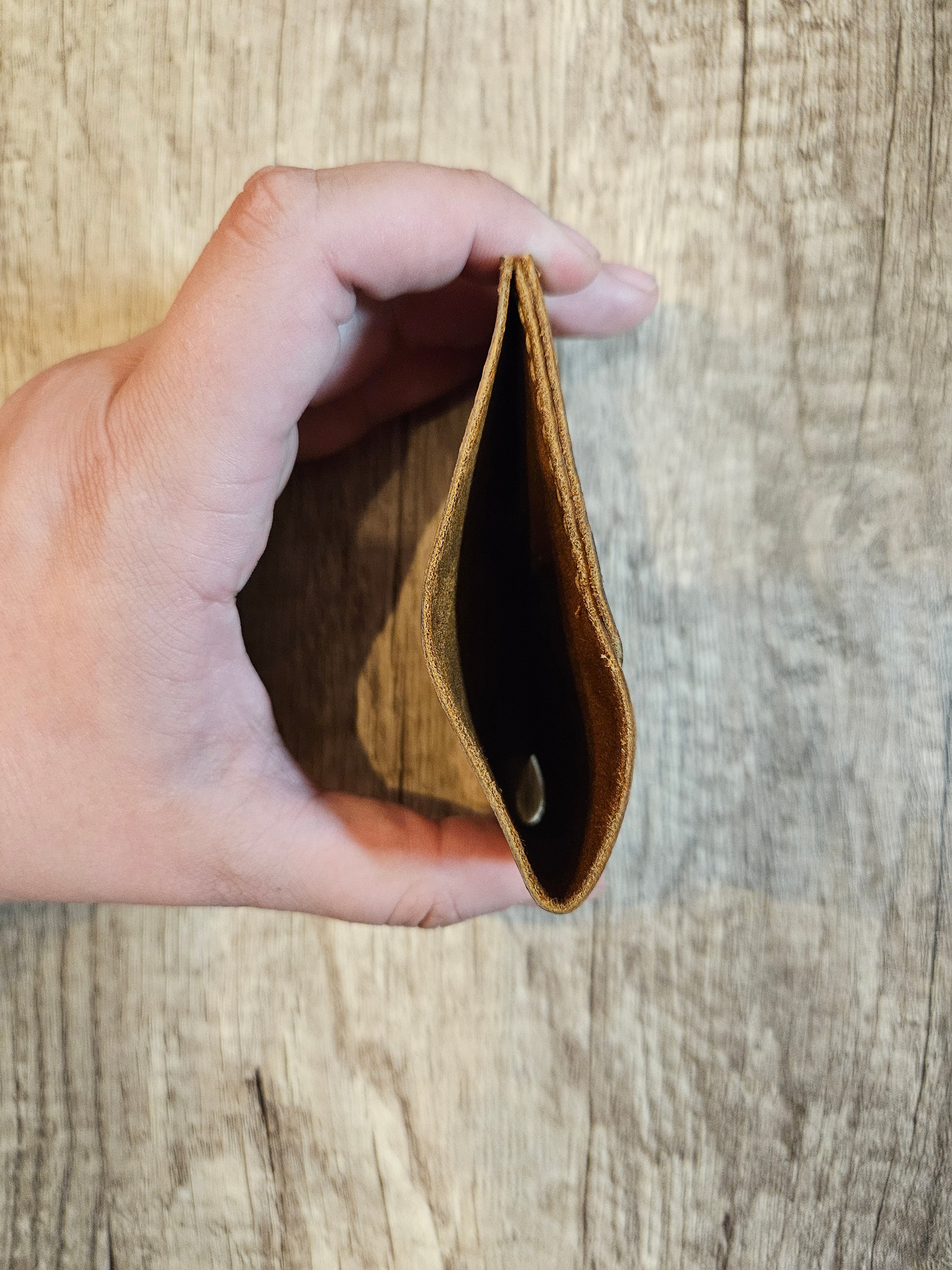 Trailbound Slim Leather Wallet – Handmade Two-Pocket Card Wallet