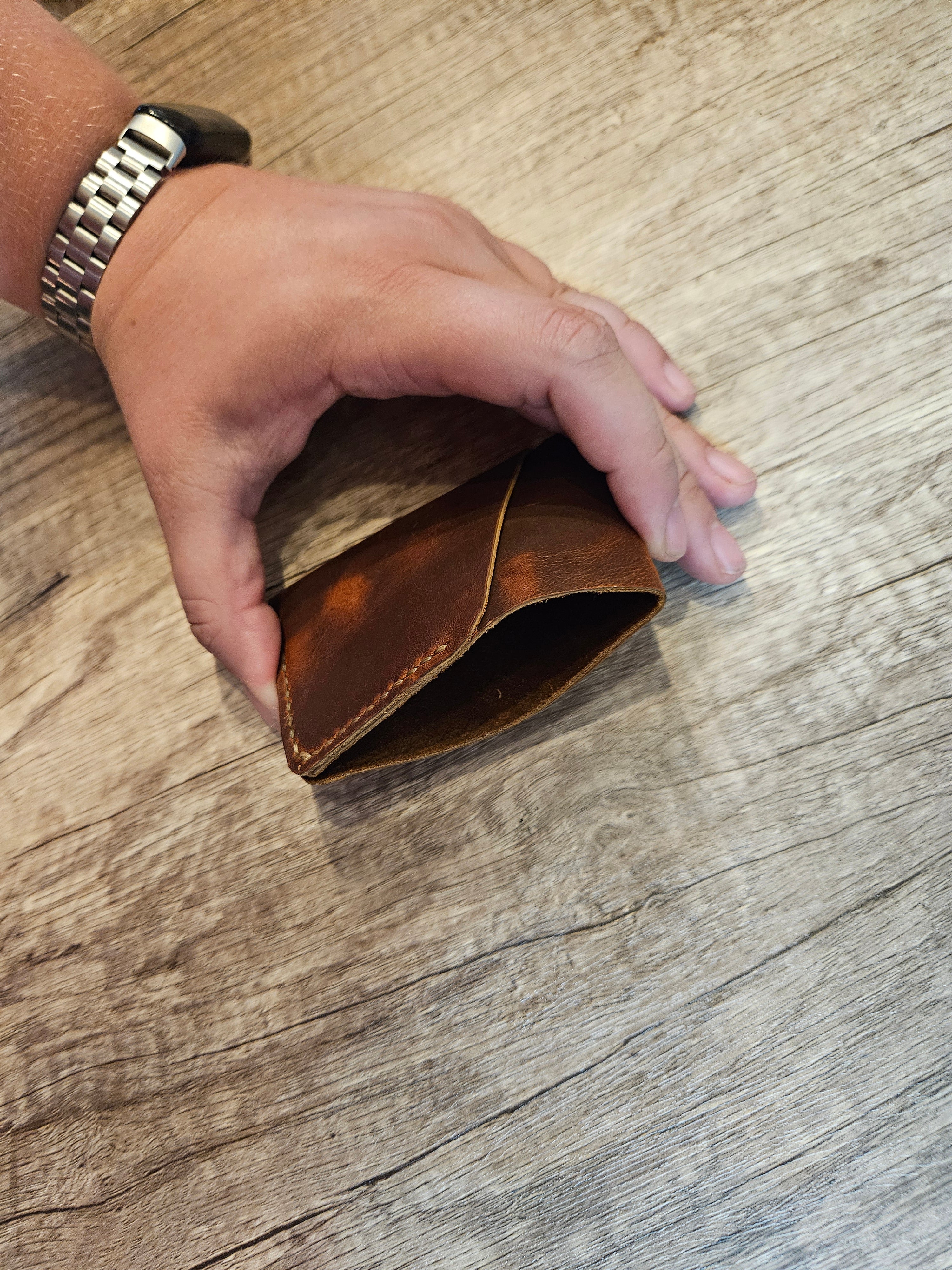 Trailbound Slim Leather Wallet – Handmade Two-Pocket Card Wallet