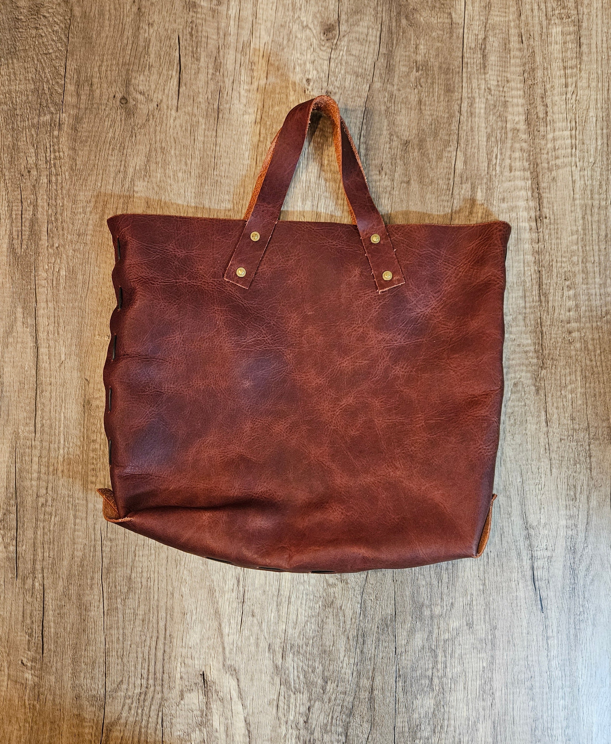 The Wildwood Leather Tote - Tangerine