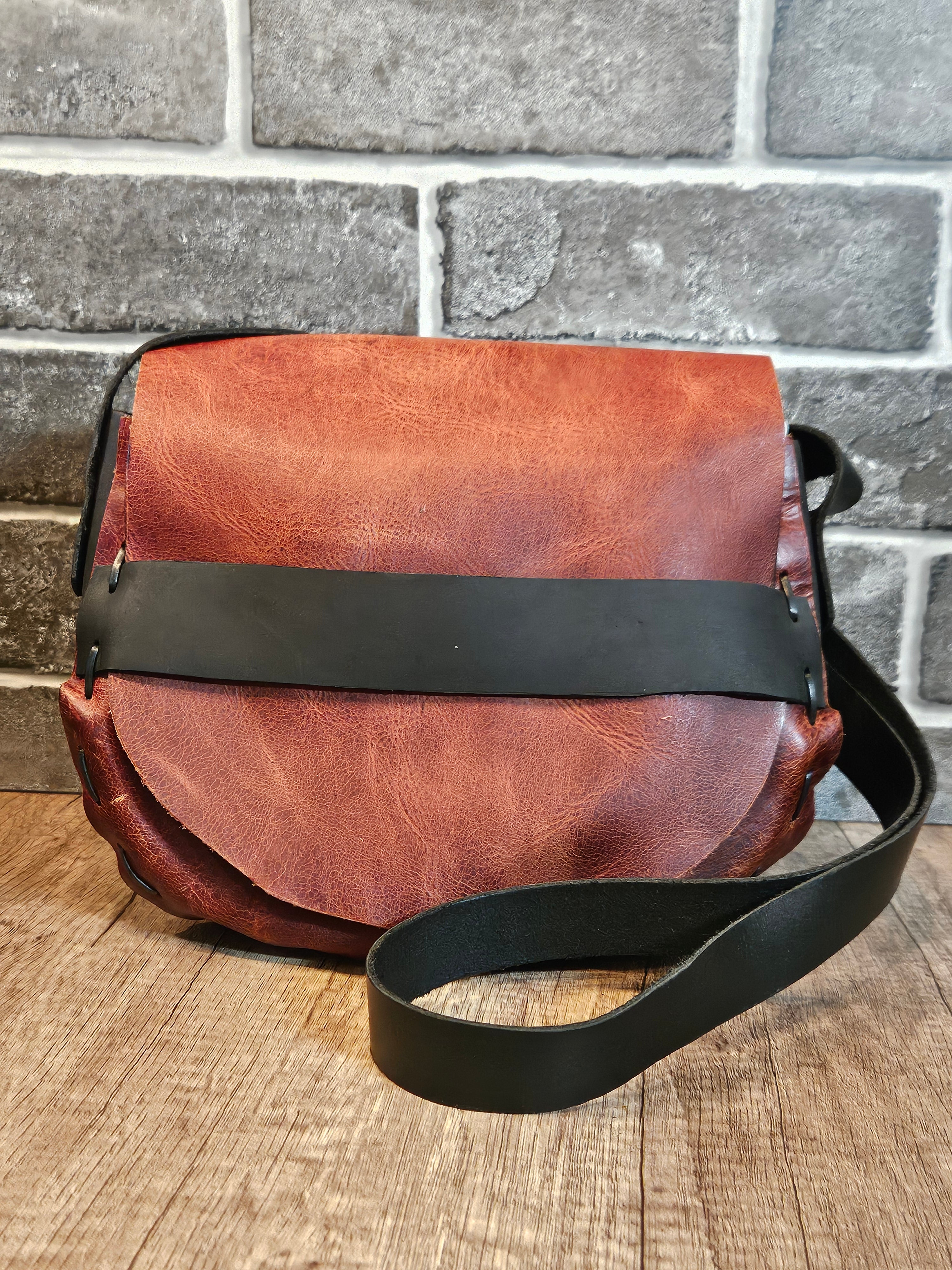 The Wildwood Crossbody - Tangerine & Black Leather