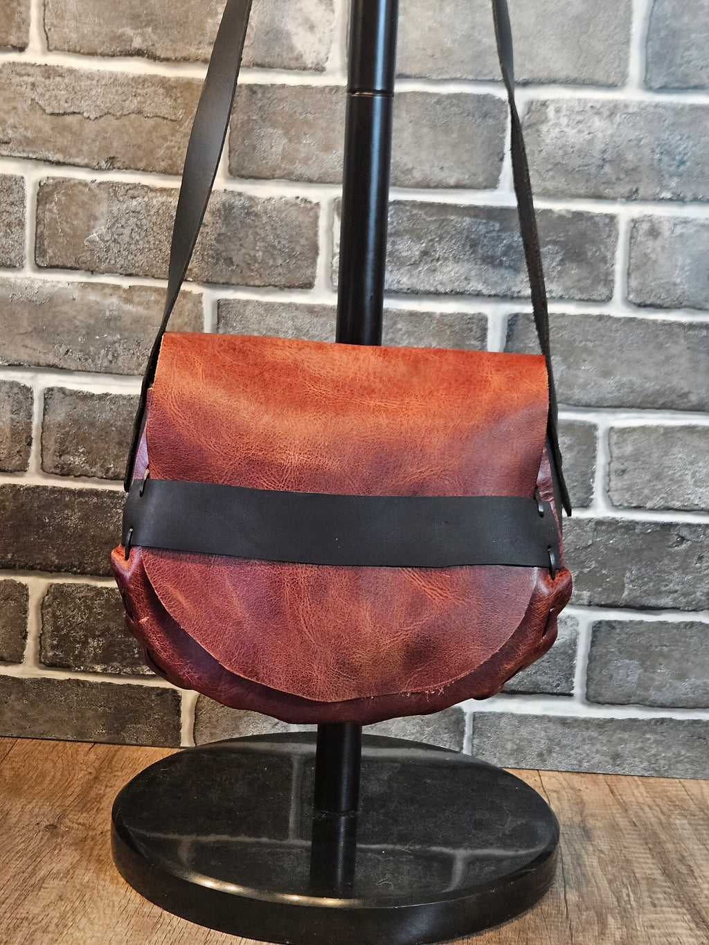The Wildwood Crossbody - Tangerine & Black Leather