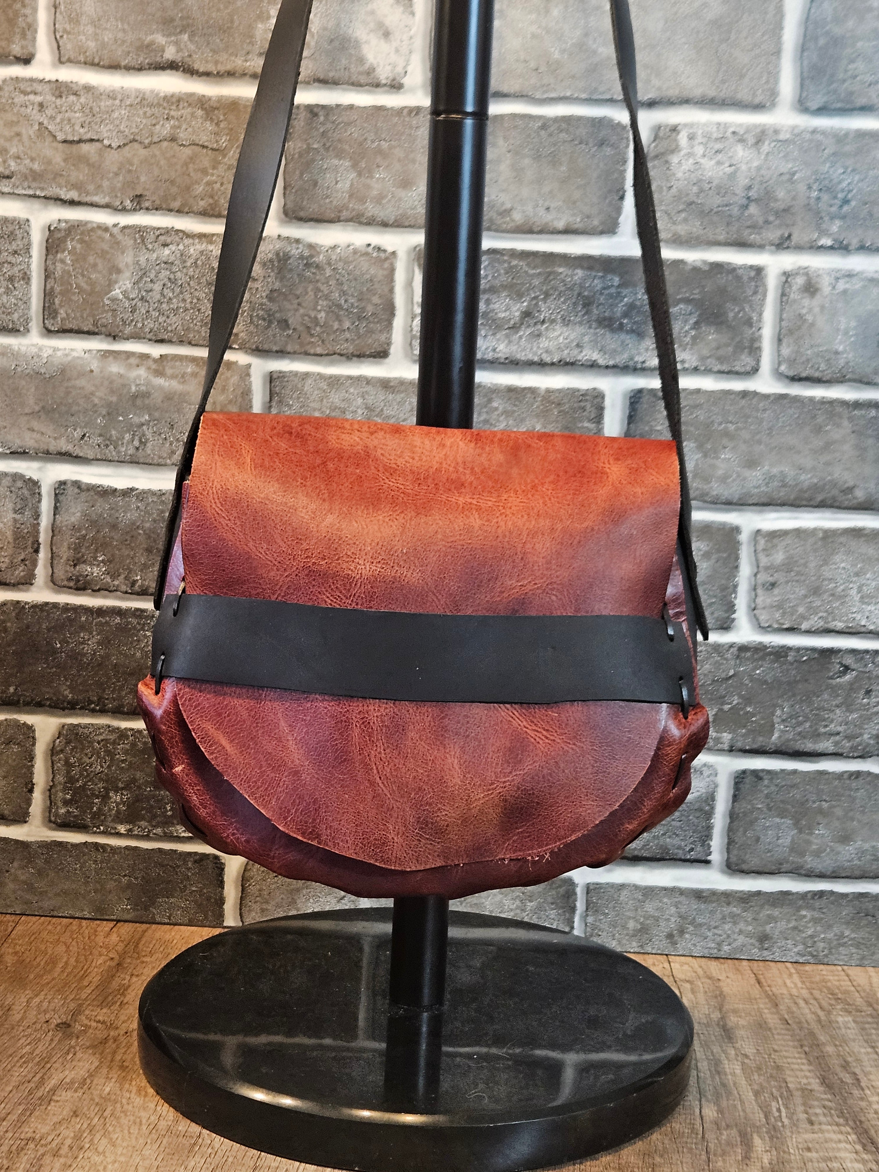 The Wildwood Crossbody - Tangerine & Black Leather
