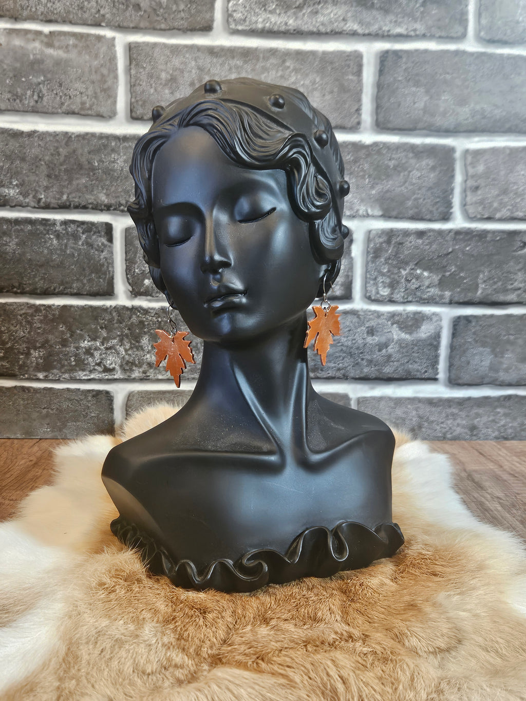 Maple Glow Leather Earrings