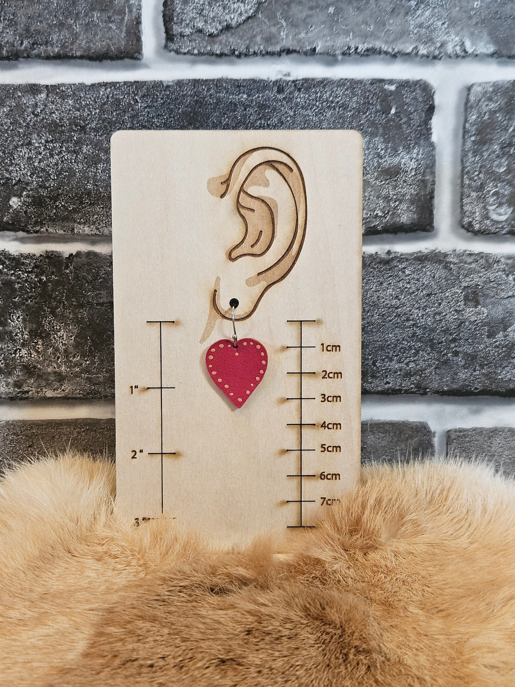 Lightweight Red Leather Heart Earrings Handmade - 3 Style Options