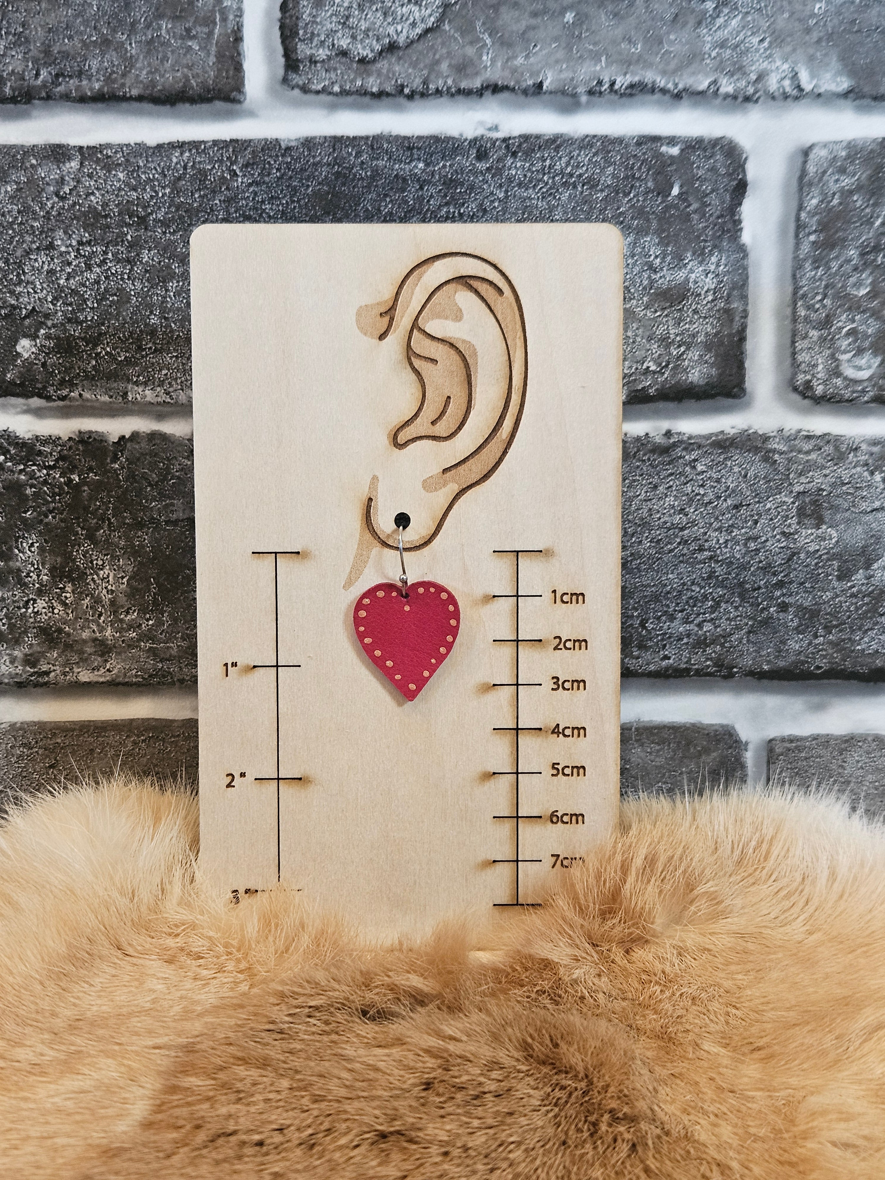 Lightweight Red Leather Heart Earrings Handmade - 3 Style Options