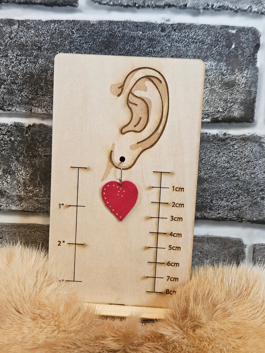 Lightweight Red Leather Heart Earrings Handmade - 3 Style Options