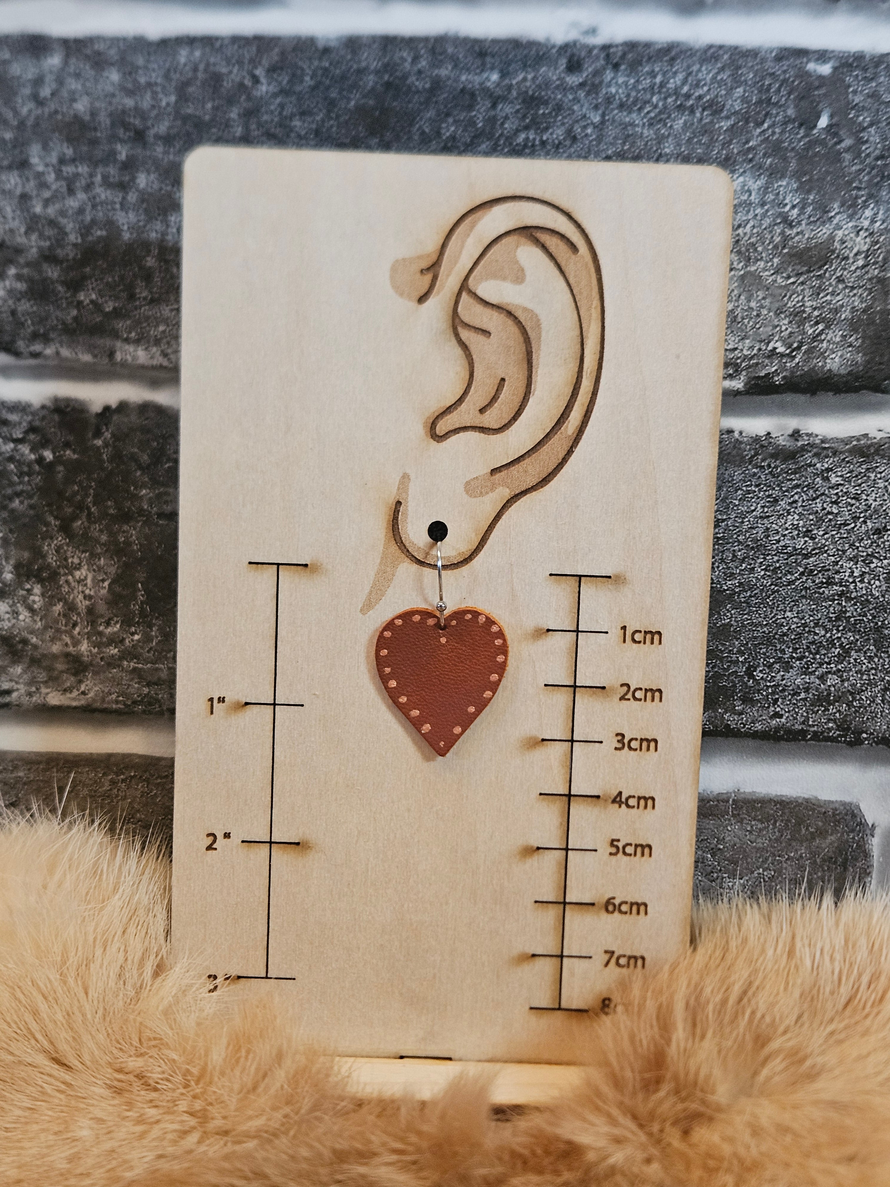 Handcrafted Brown Heart Leather Earrings - 3 Style Options