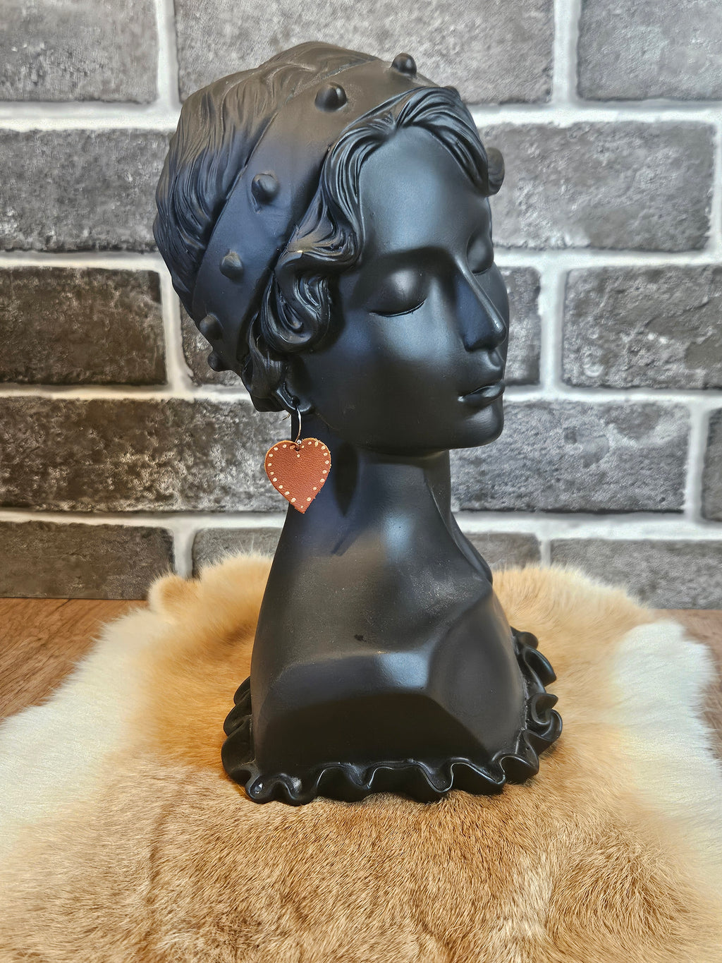 Handcrafted Brown Heart Leather Earrings - 3 Style Options