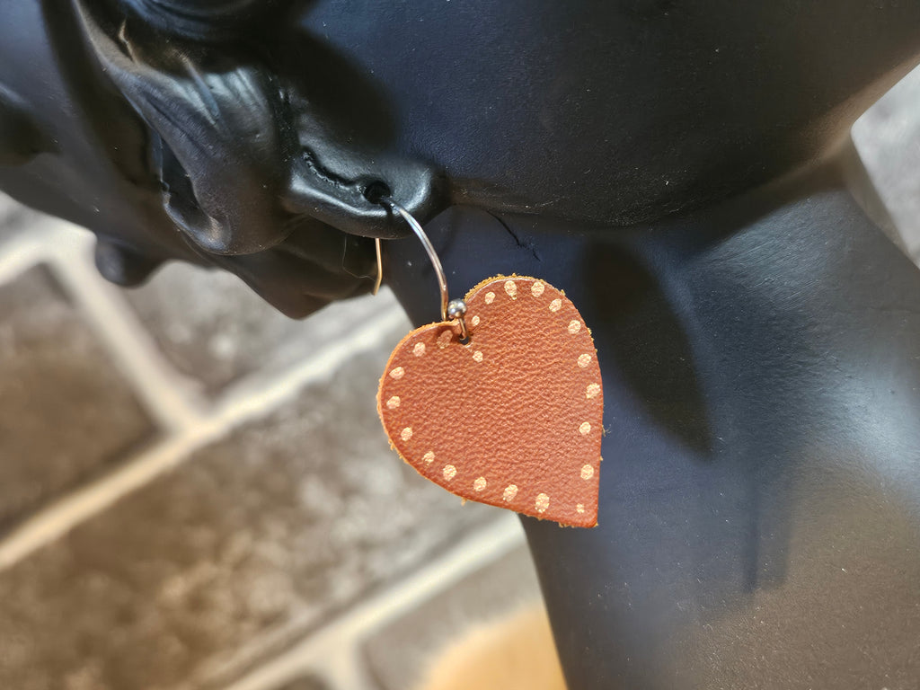 Handcrafted Brown Heart Leather Earrings - 3 Style Options