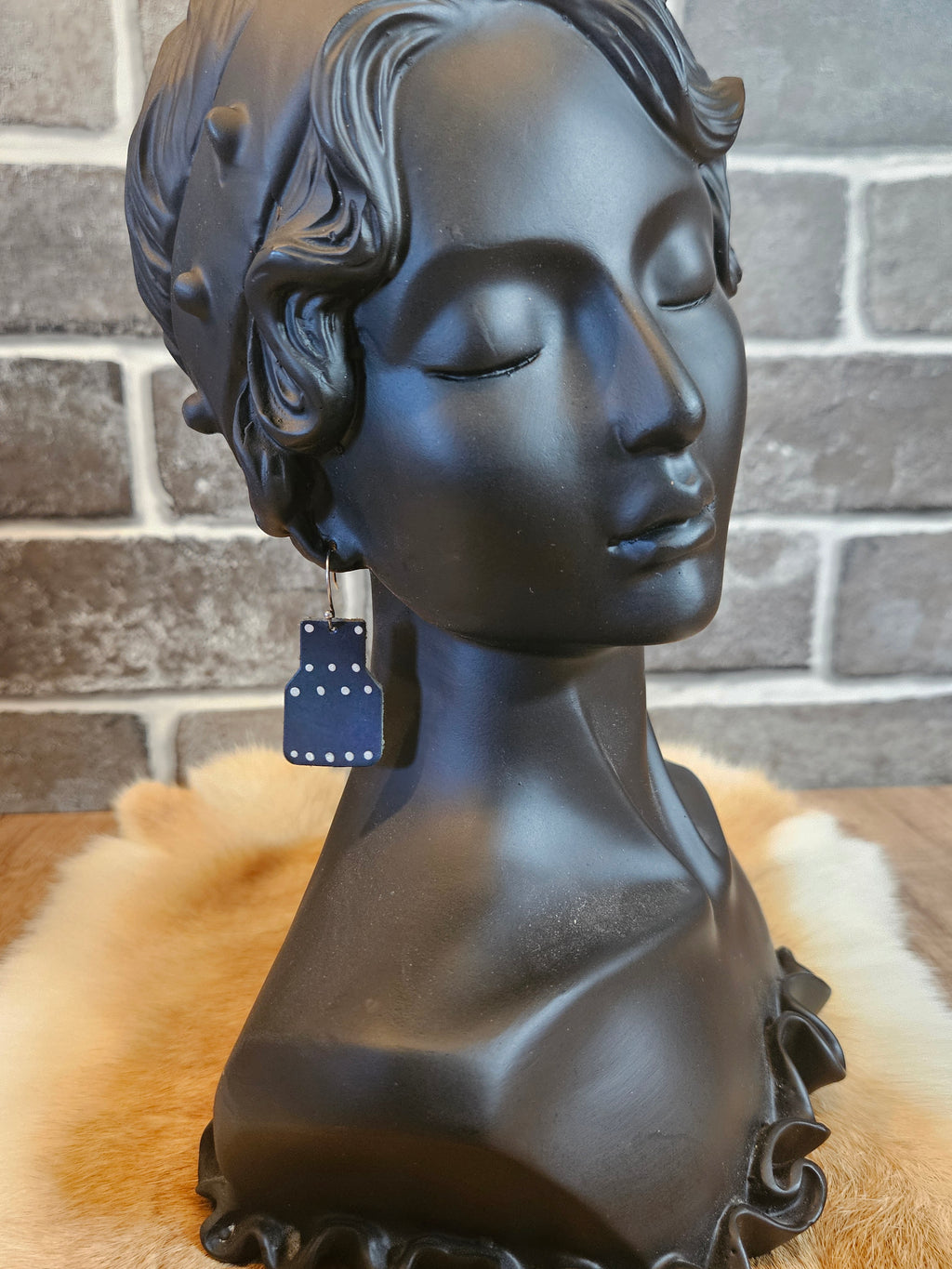 Lightweight Blue Leather Geometric Earrings | Modern Statement Jewelry