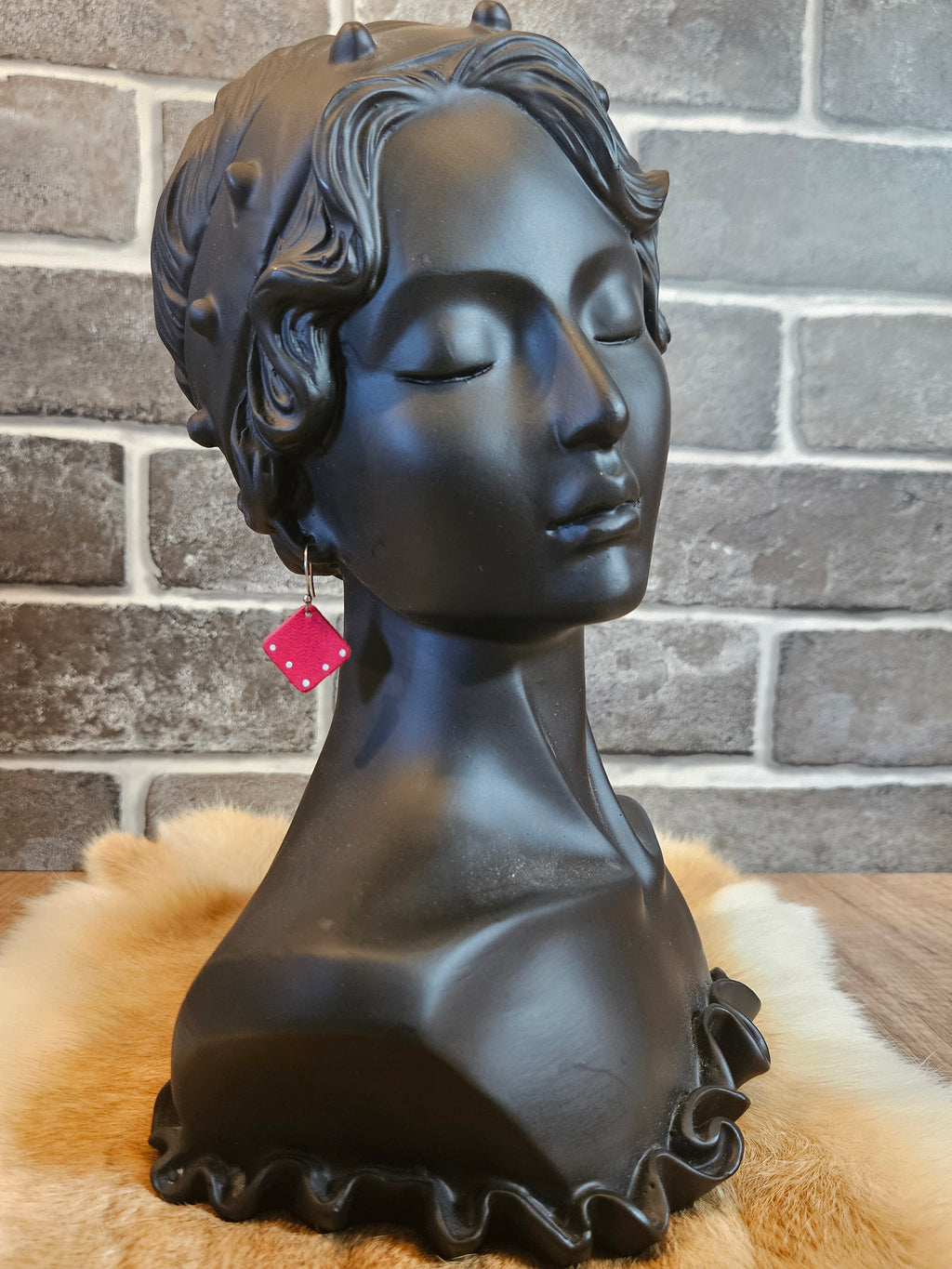 Handmade Red Diamond Leather Earrings - 3 Styles