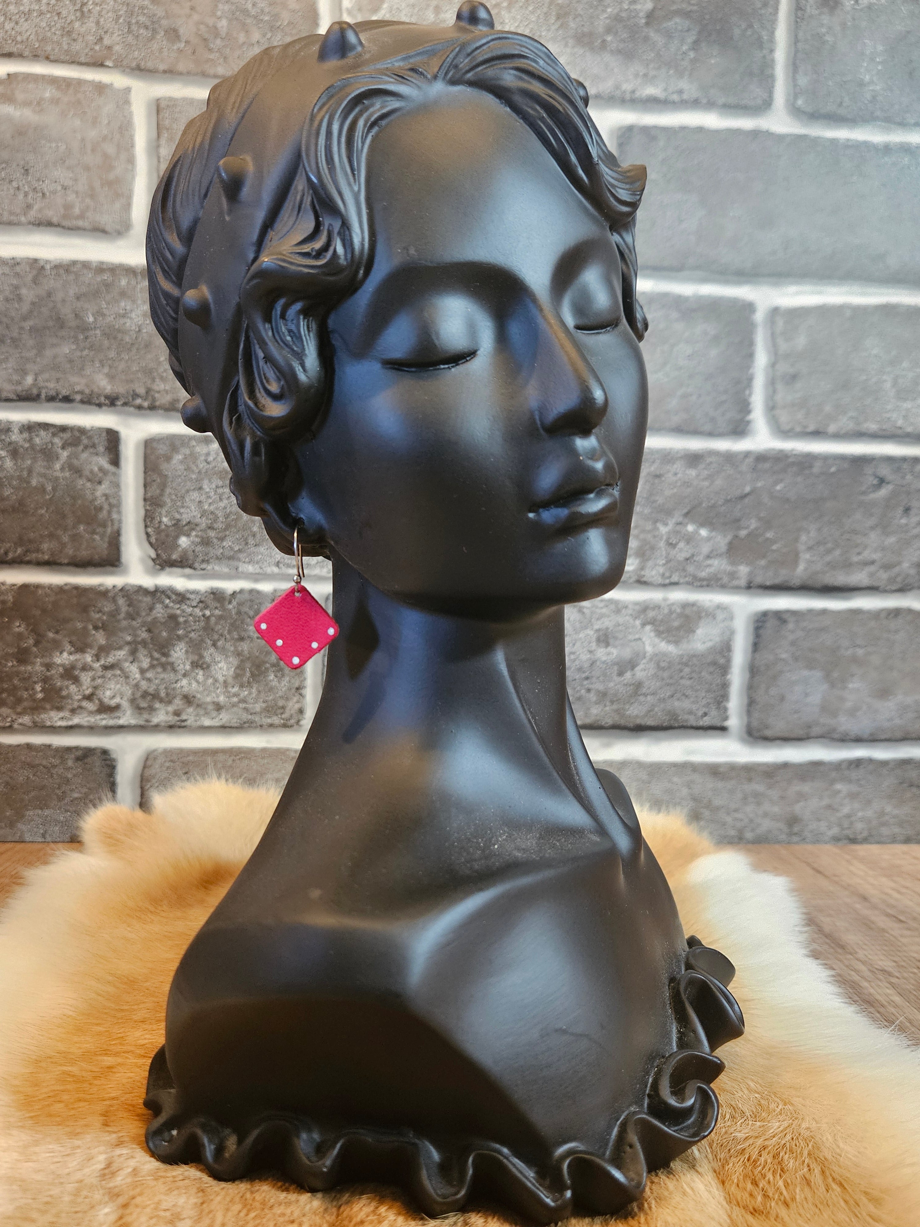 Handmade Red Diamond Leather Earrings - 3 Styles