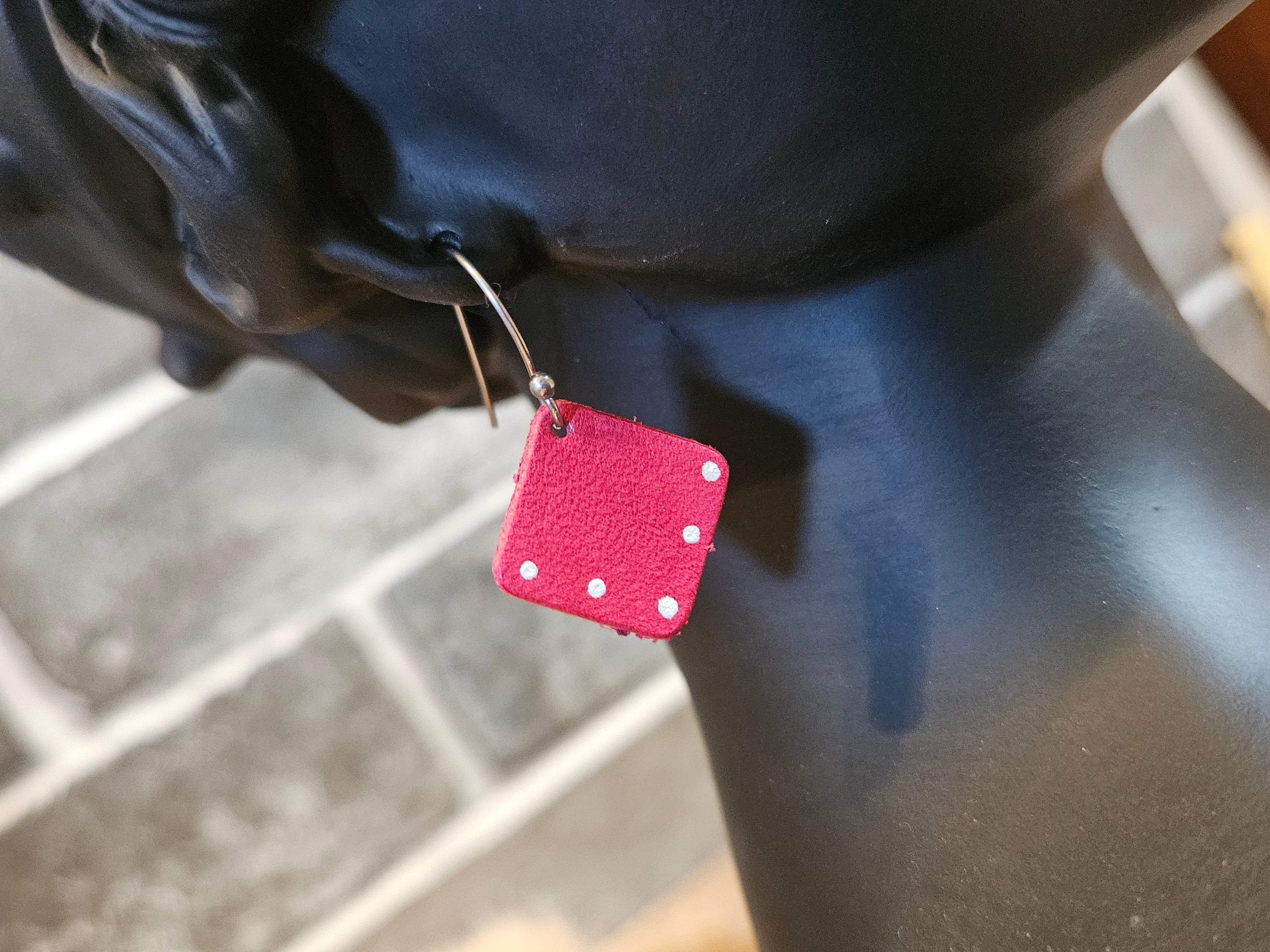 Handmade Red Diamond Leather Earrings - 3 Styles
