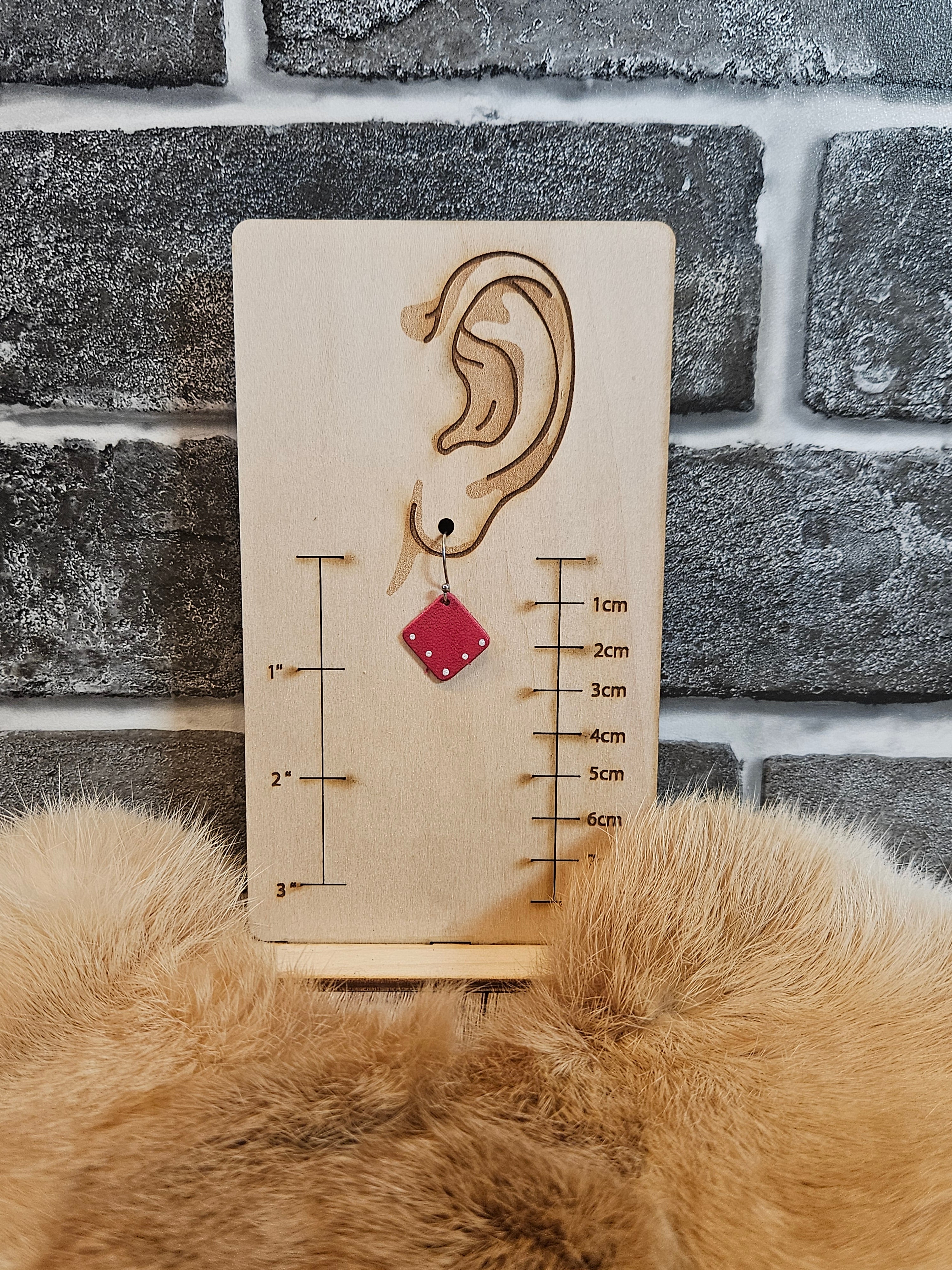 Handmade Red Diamond Leather Earrings - 3 Styles