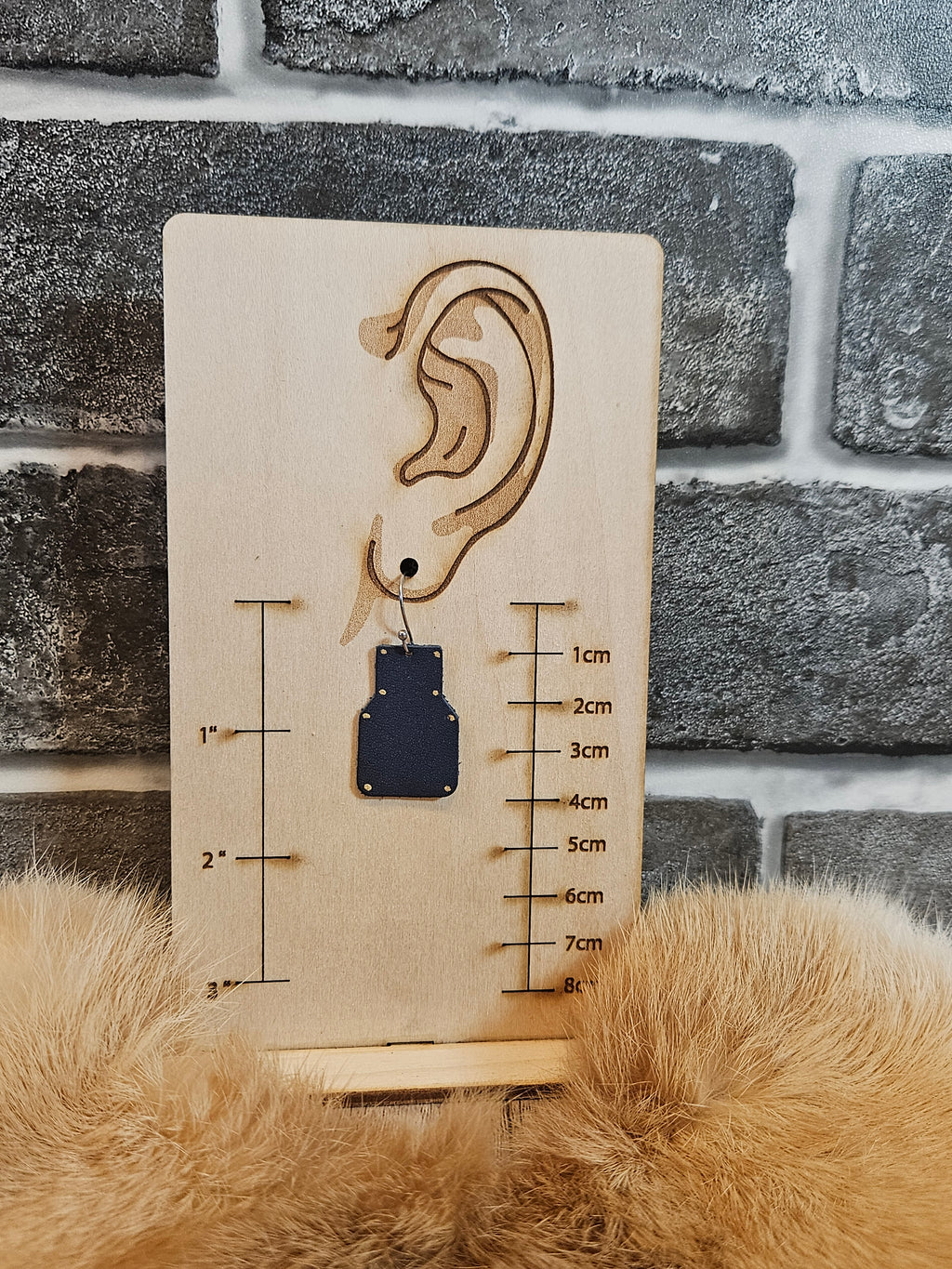 Lightweight Blue Leather Geometric Earrings | Modern Statement Jewelry