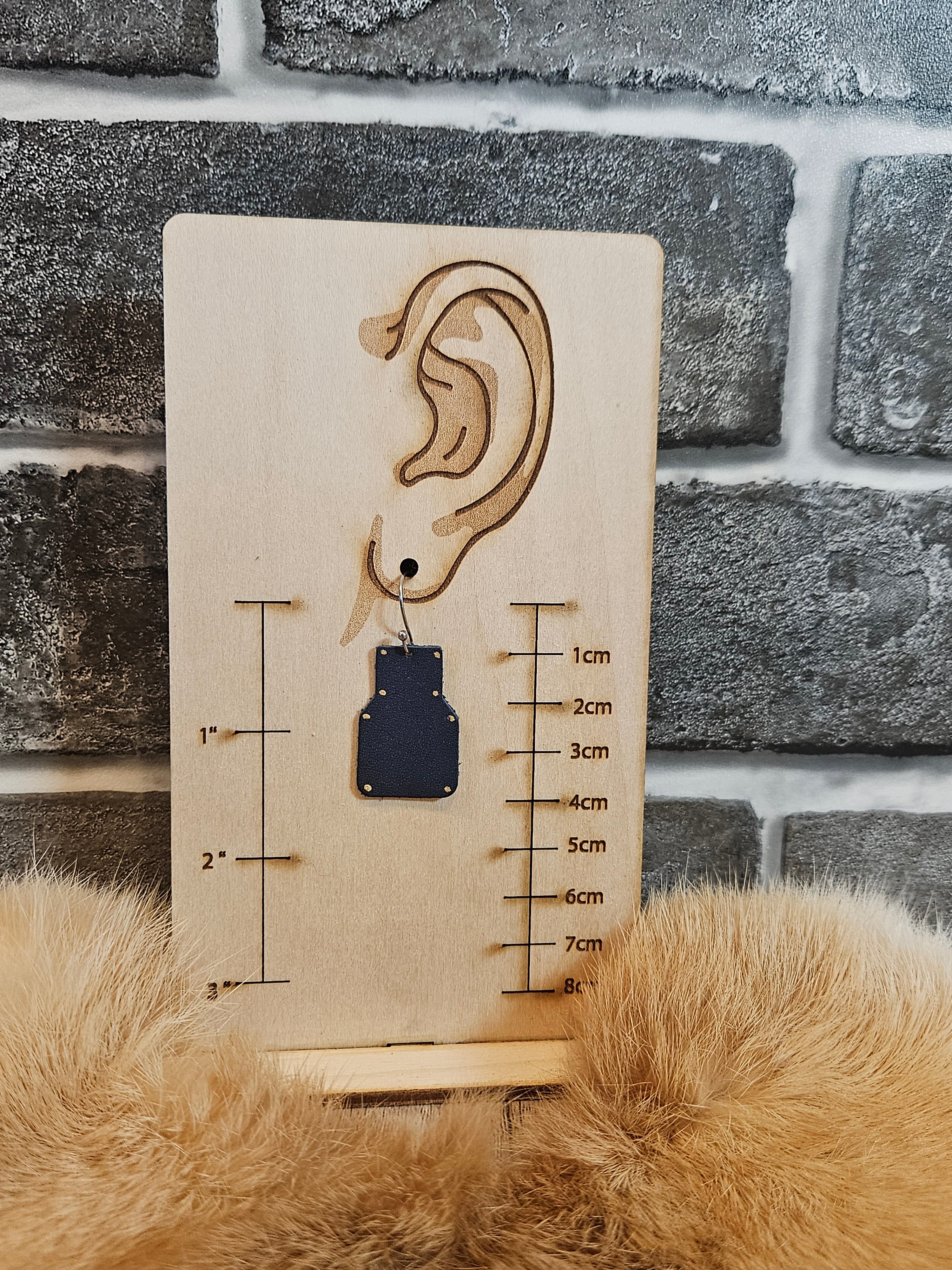 Lightweight Blue Leather Geometric Earrings | Modern Statement Jewelry