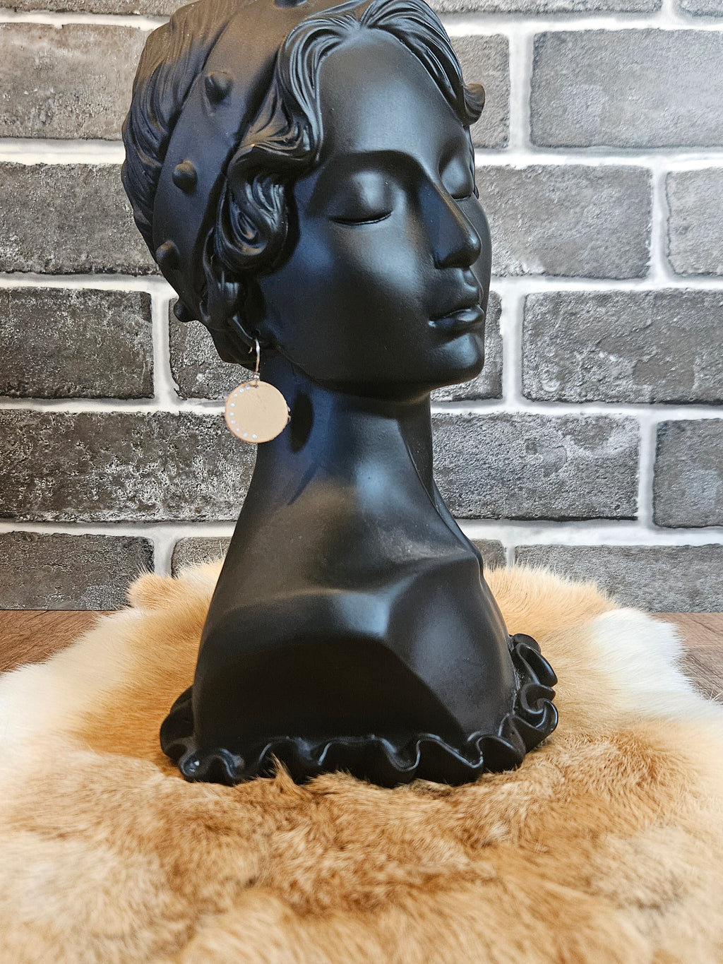 Handmade Leather Circle Earrings - Dots