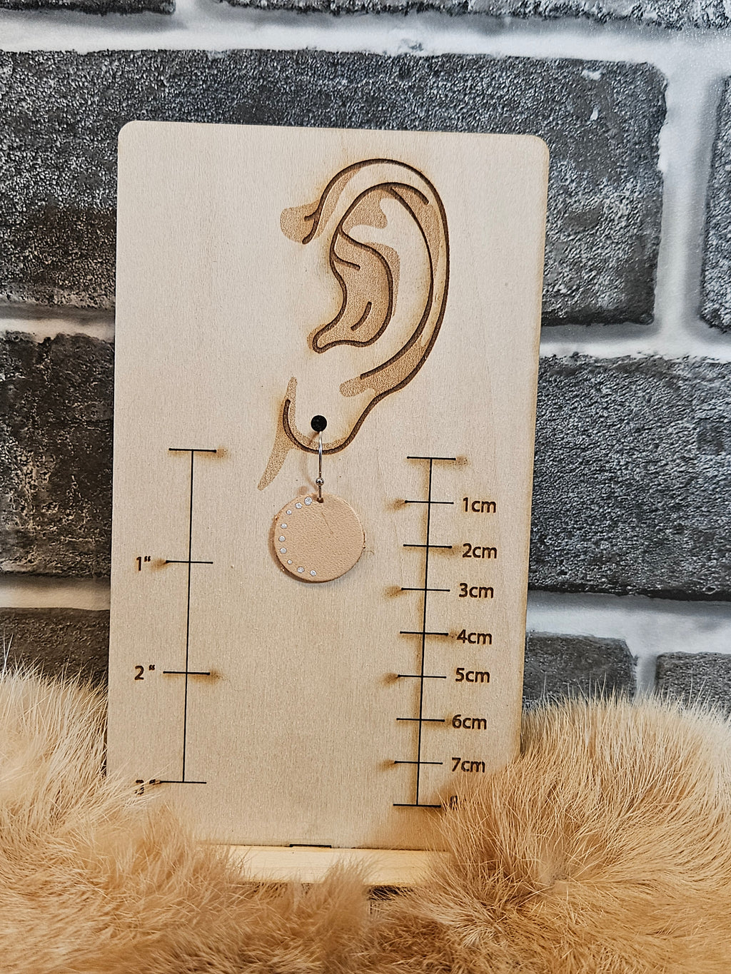 Handmade Leather Circle Earrings - Dots