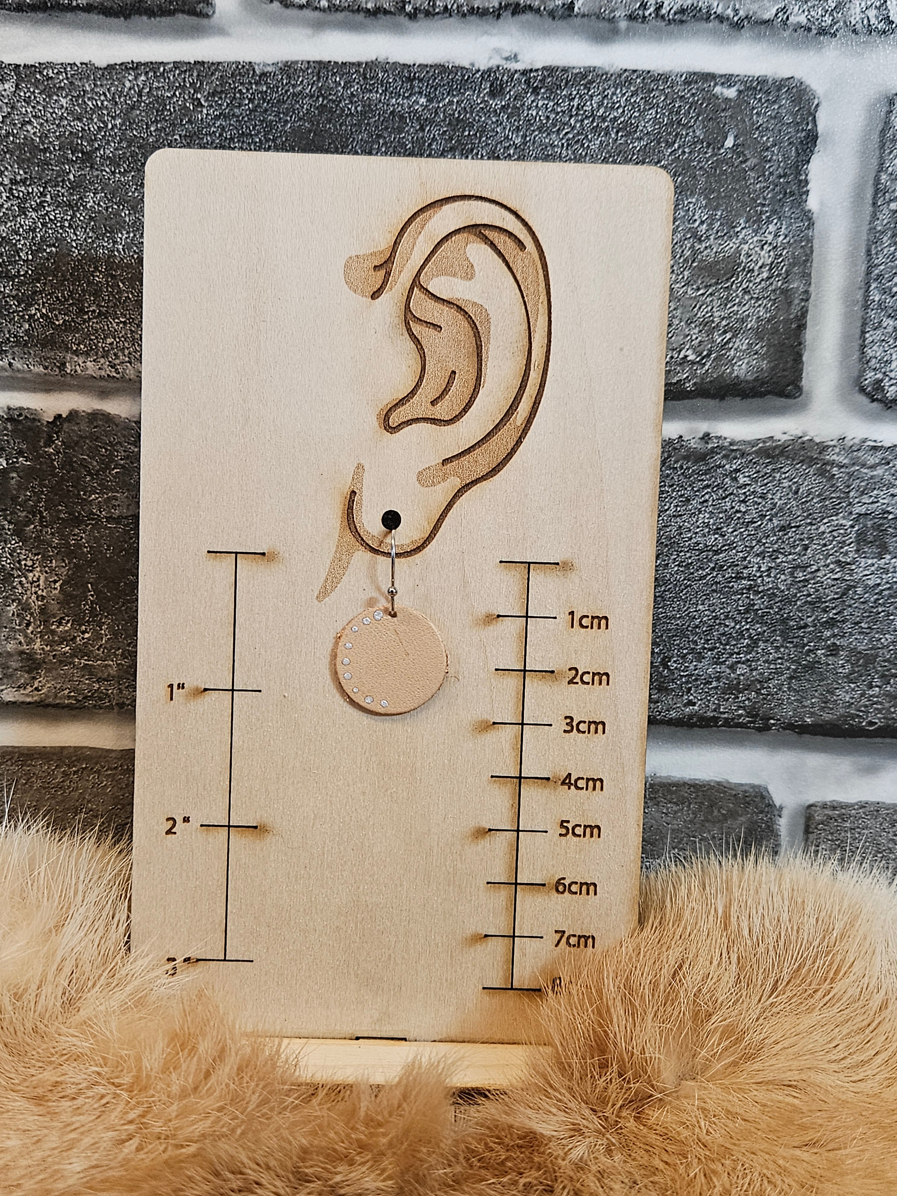 Handmade Leather Circle Earrings - Dots