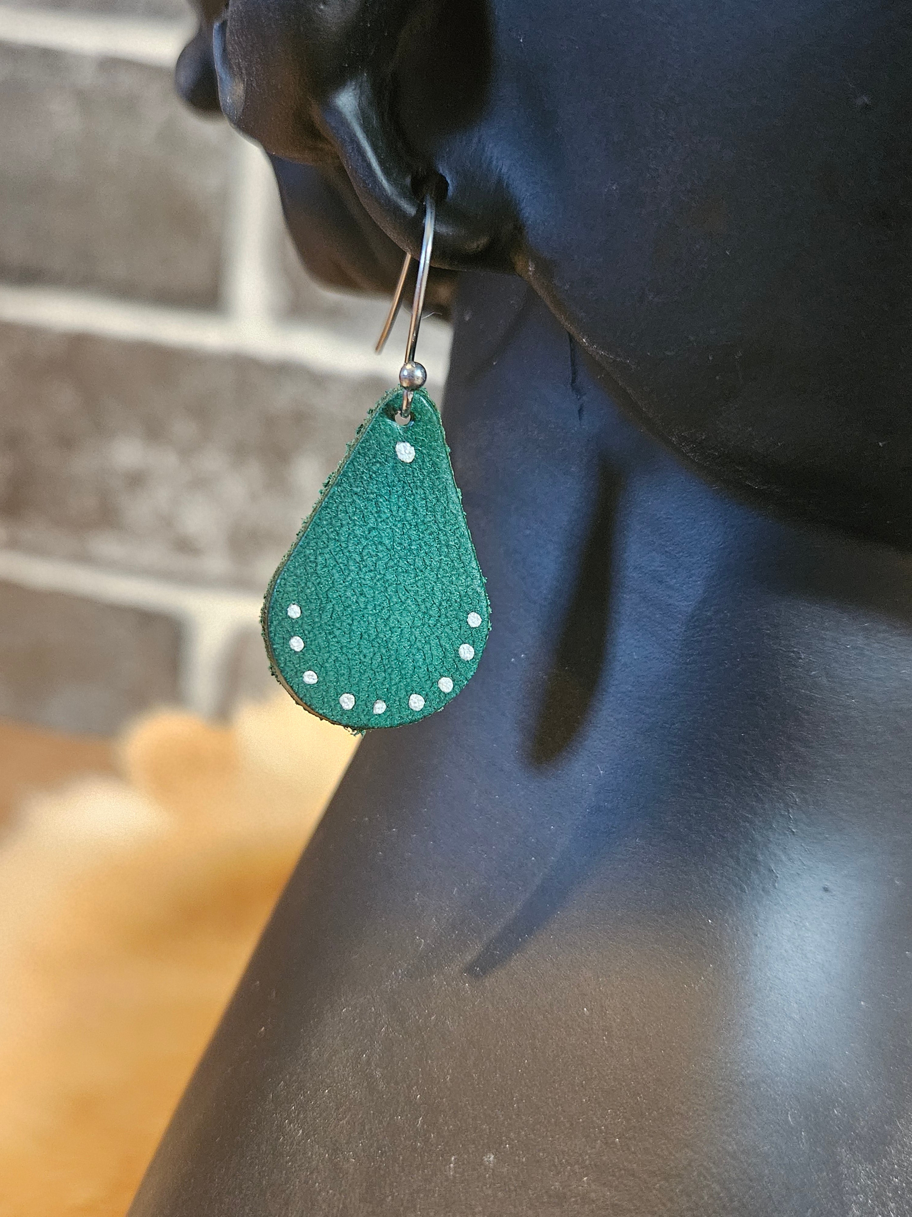 Teal Teardrop Leather Earrings – 2 Styles