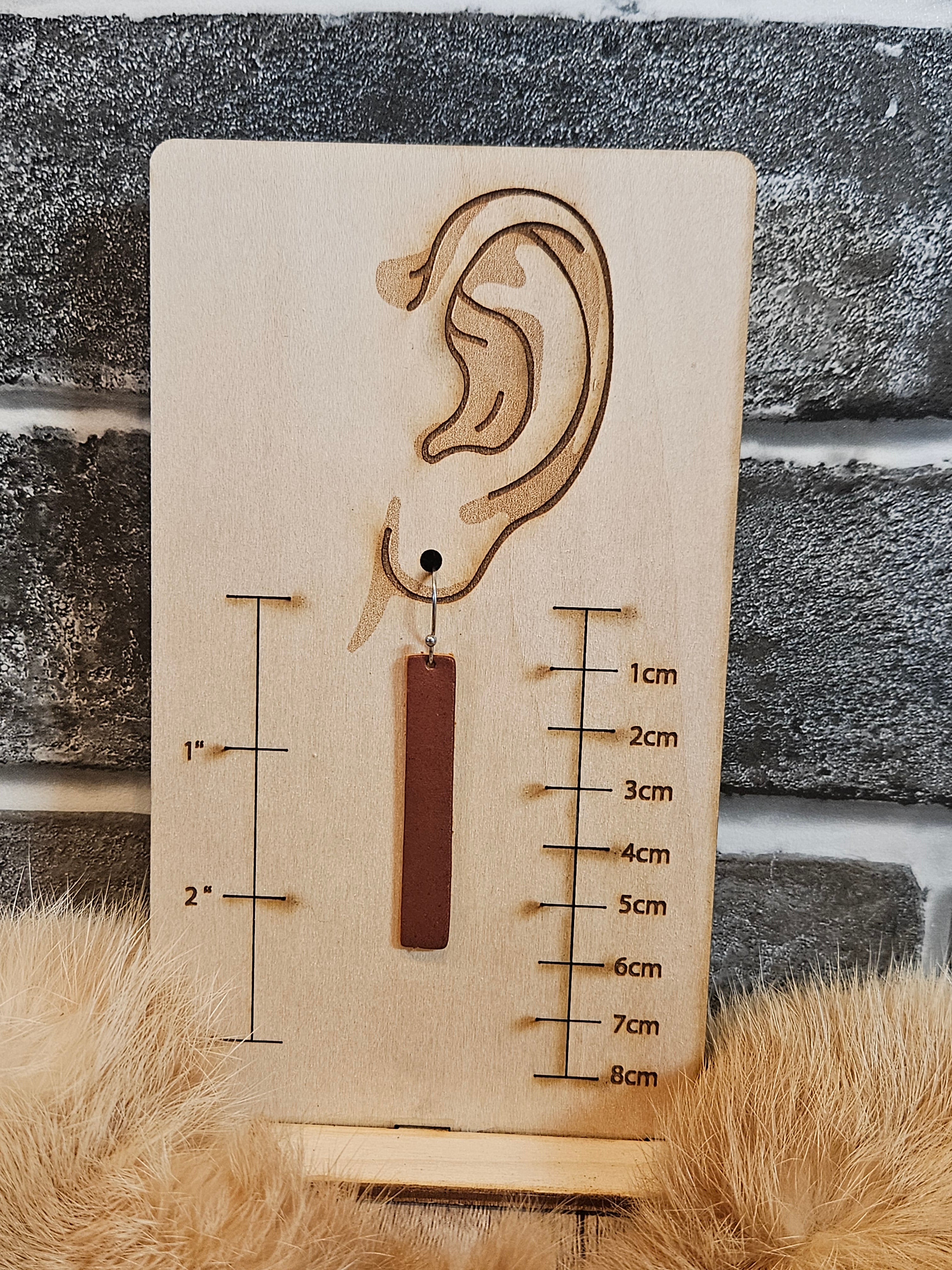 Handmade Rustic Brown Leather Earrings | Rectangle Statement Dangle Earrings