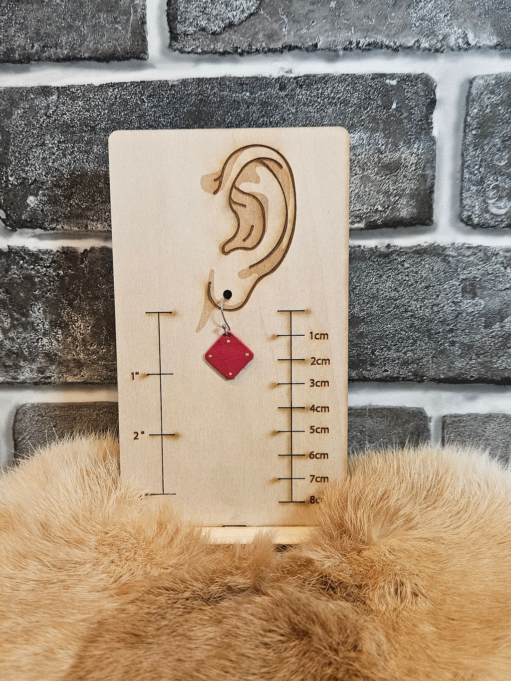 Handmade Red Diamond Leather Earrings - 3 Styles