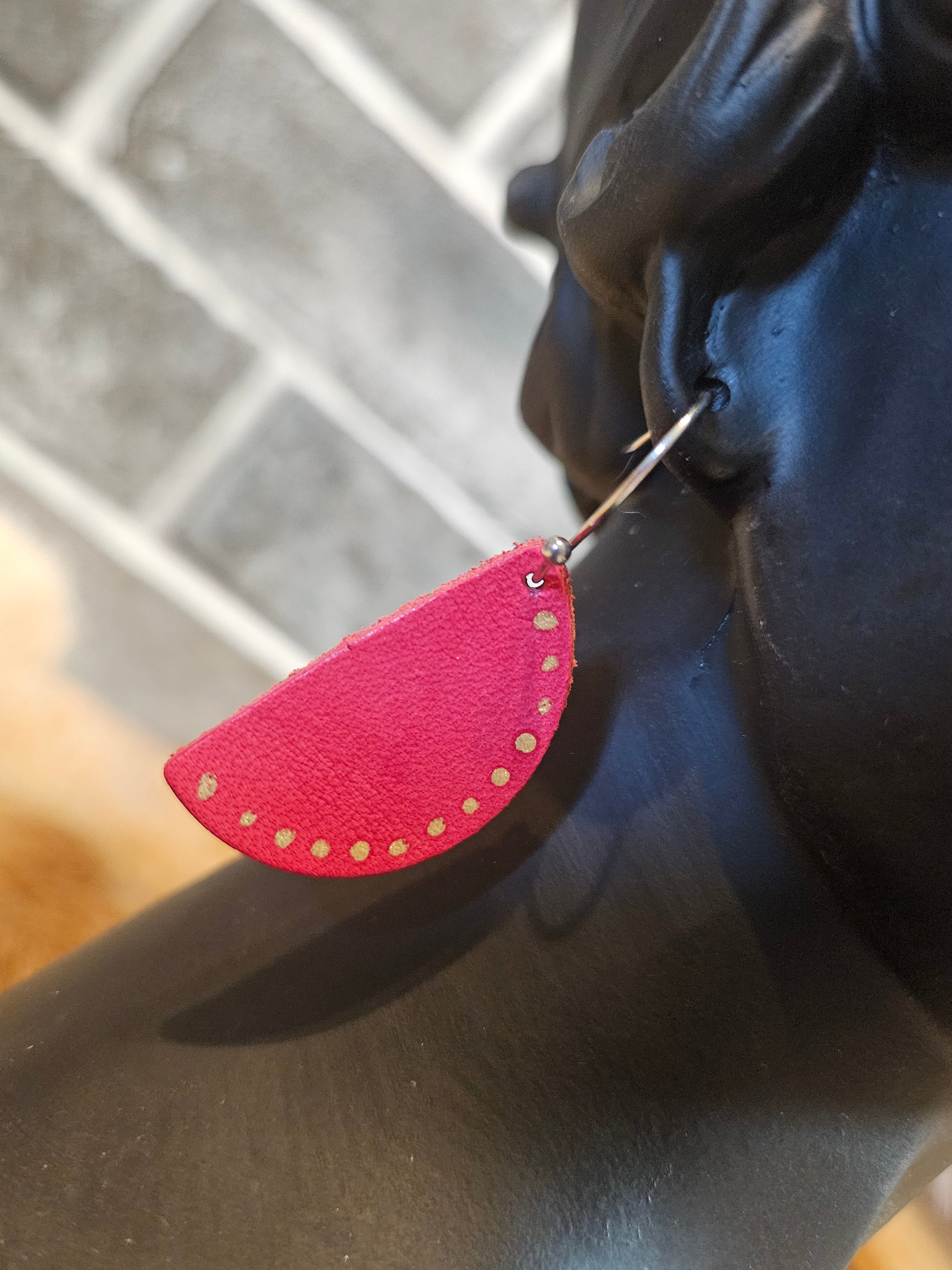 Handmade Leather Half Circle Earrings - 2 Styles