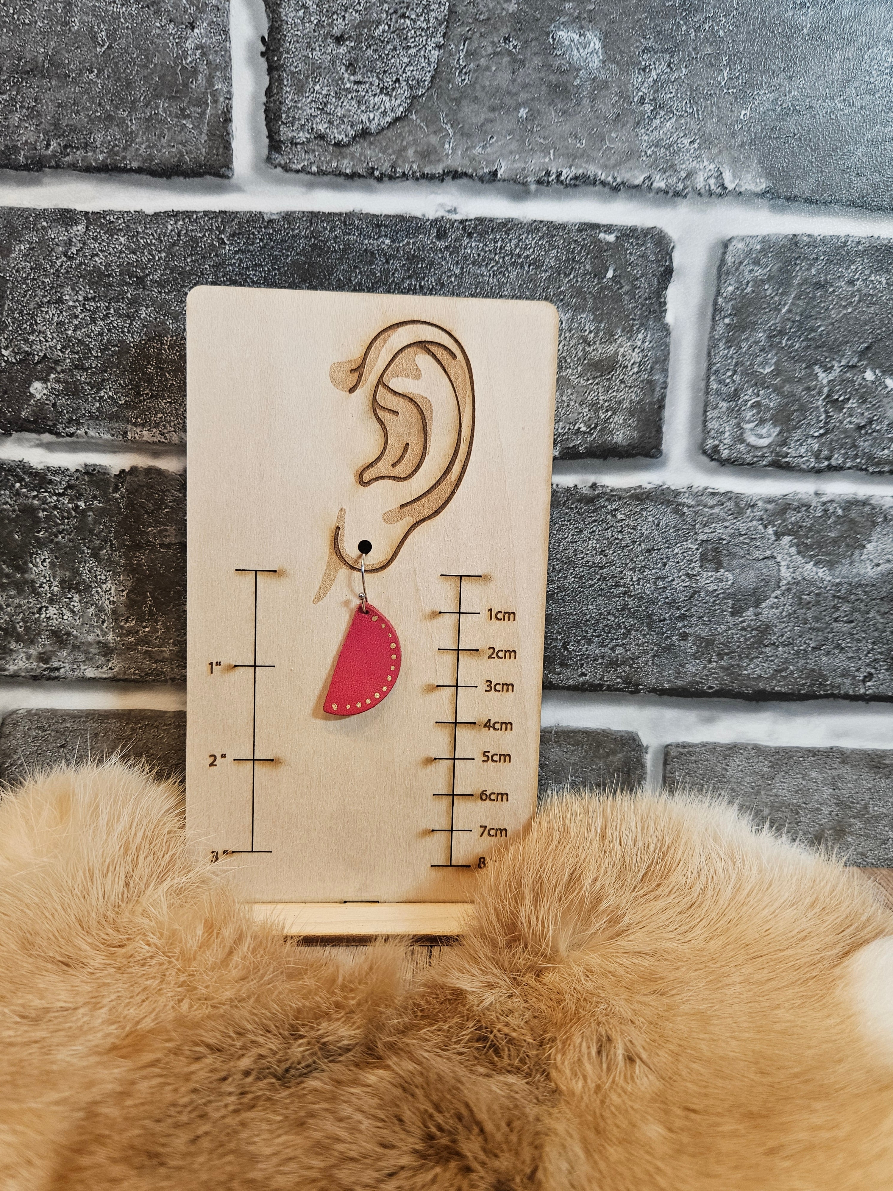 Handmade Leather Half Circle Earrings - 2 Styles