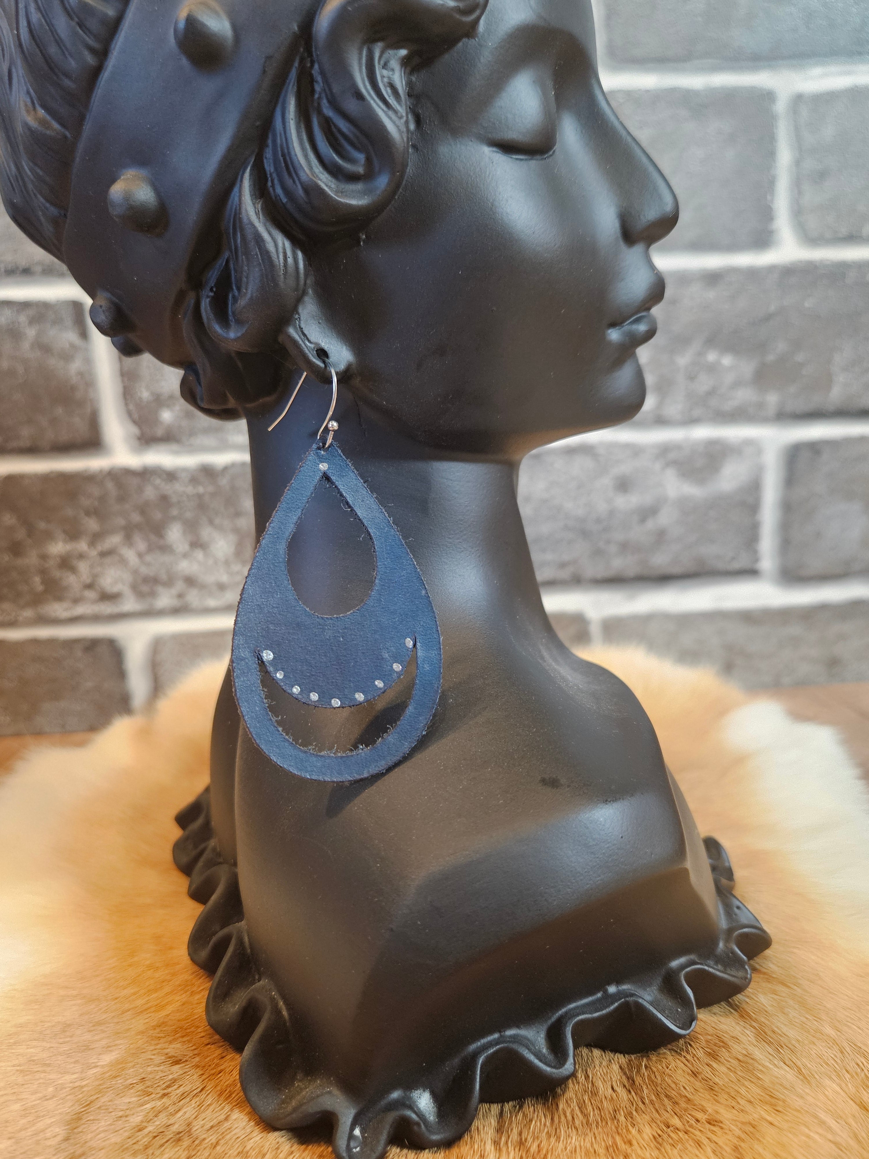 Midnight Meadow Teardrop Leather Earrings - 2 Styles