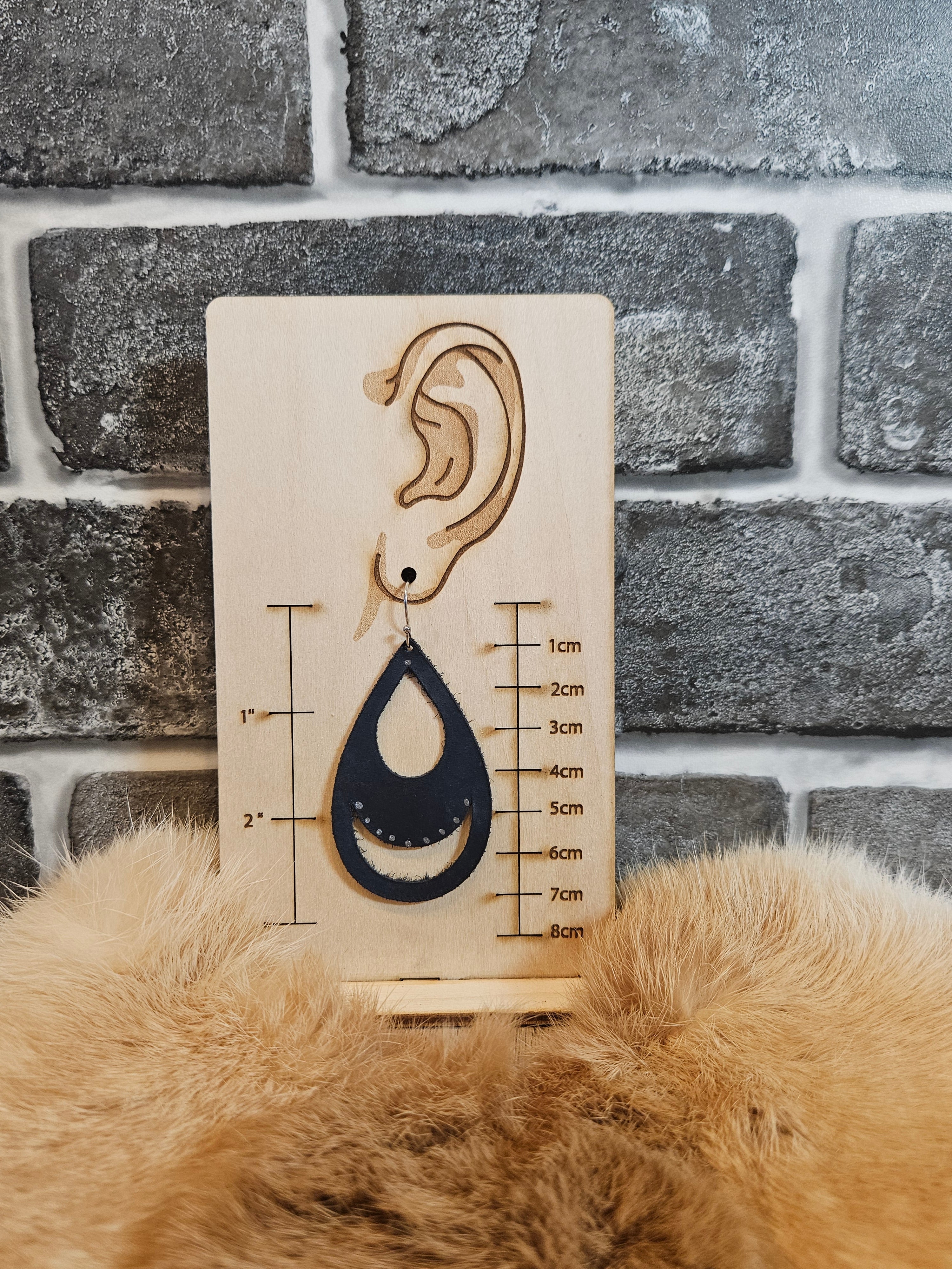 Midnight Meadow Teardrop Leather Earrings - 2 Styles