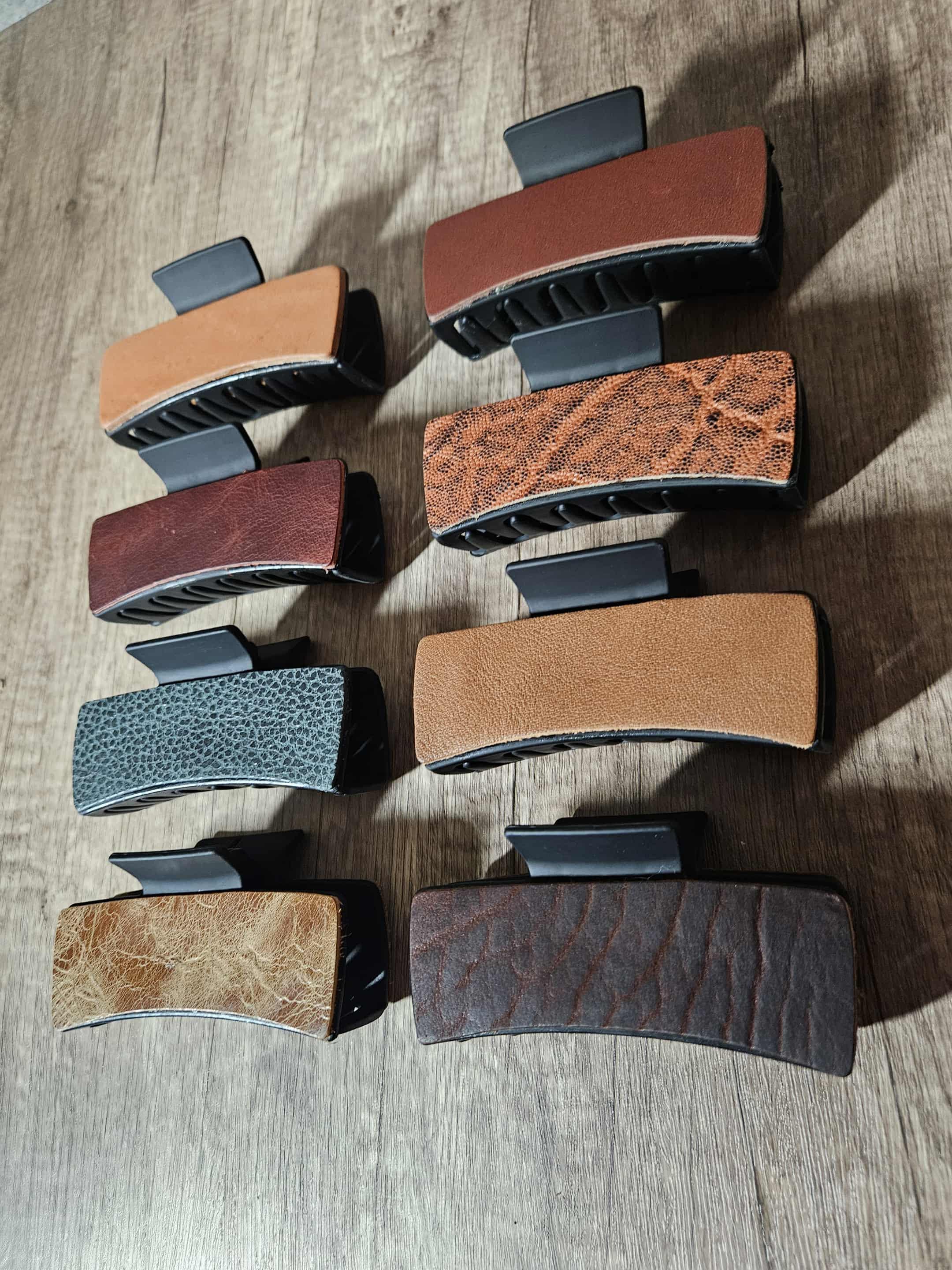 Leather Accented Hair Claw Clip - Large 4 in