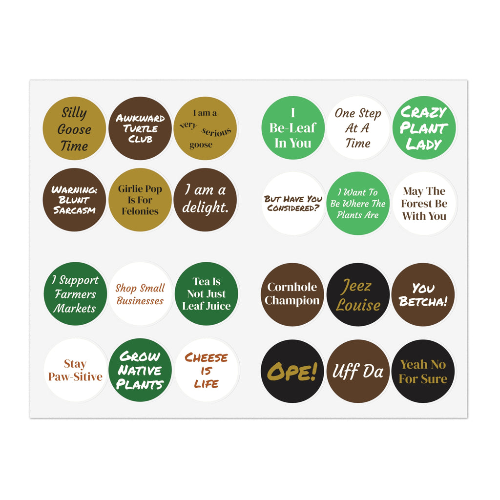 Funny Sticker Sheet – 24 Sassy & Cheeky Sayings