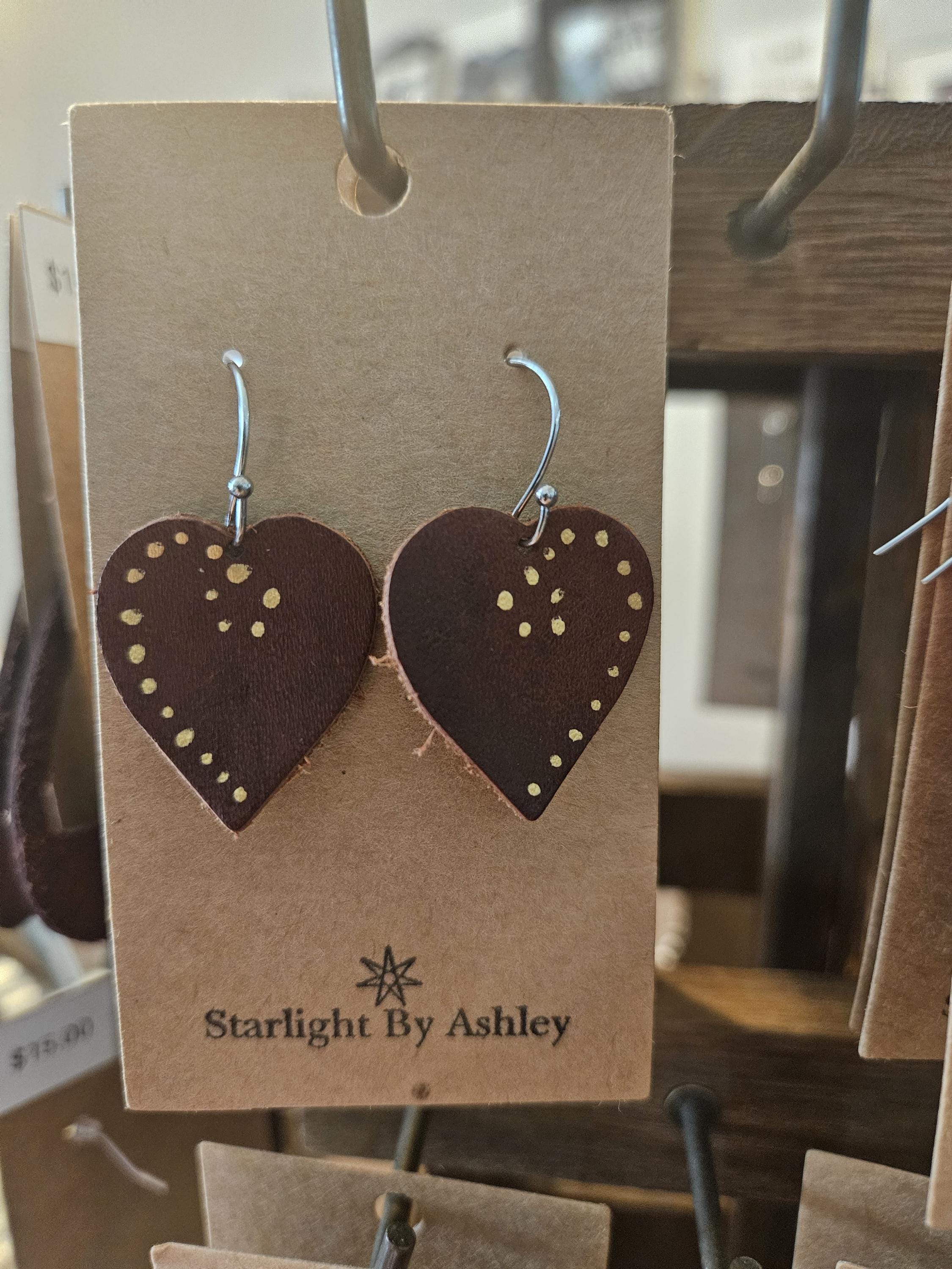 Brown Heart Leather Earrings - 3 Styles