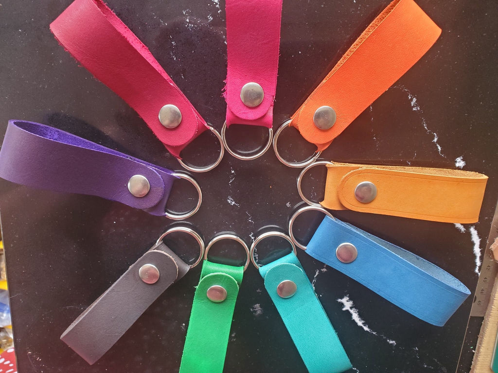 Leather Snap Keychain - Multiple Color Choices