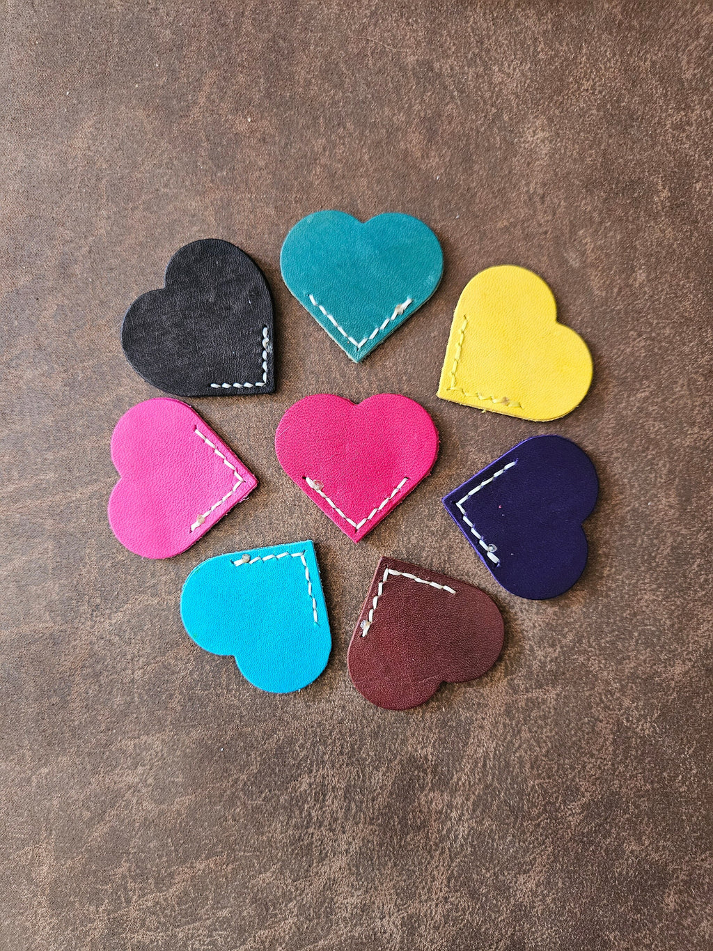 Heart Bookmark - Leather Hand Stitched Corner Page Keeper With Metallic Edges