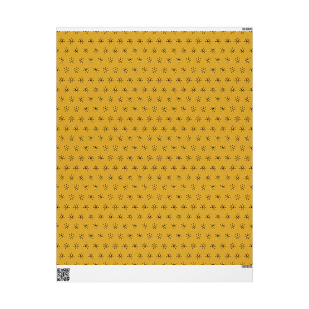Seven Pointed Stars Gift Wrap Paper Roll | Elegant Gift Wrap with Golden Star Pattern
