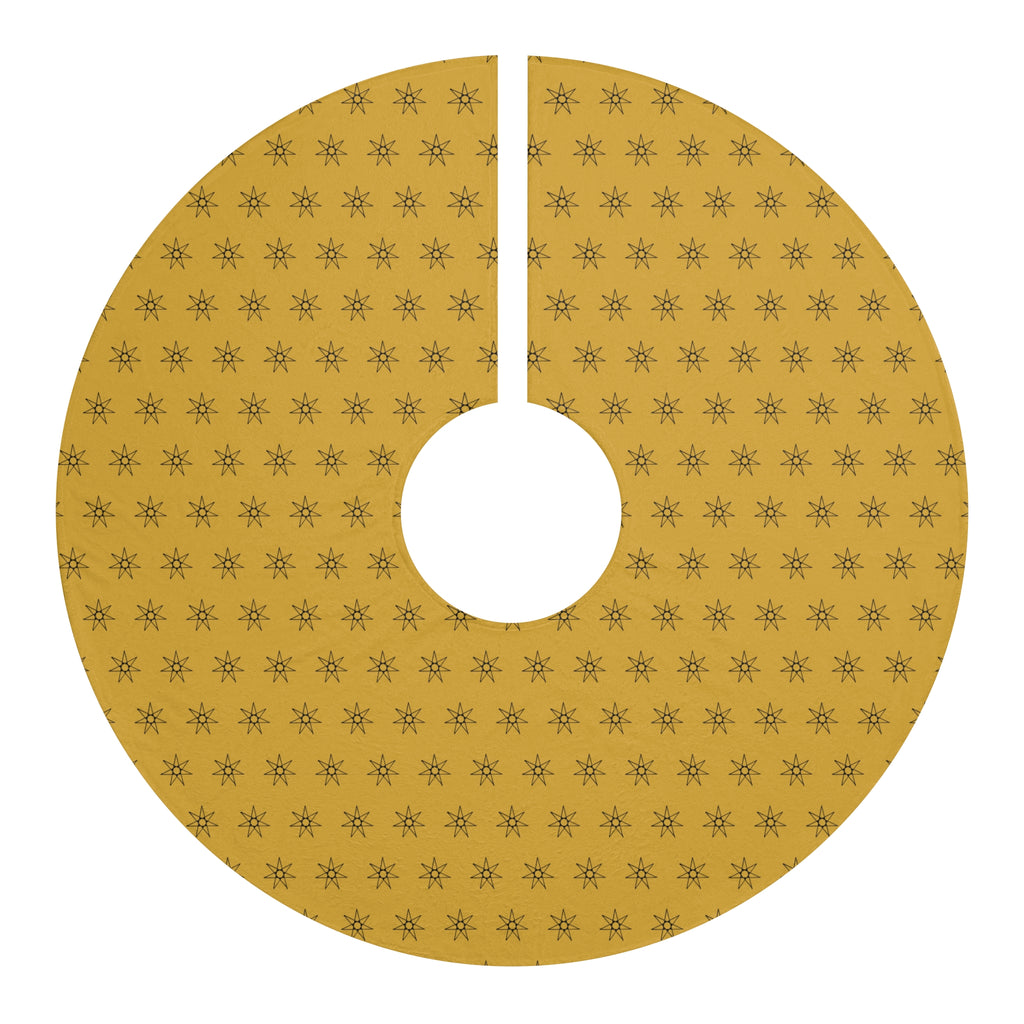 Gold Star Christmas Tree Skirt | Yellow Tree Skirt