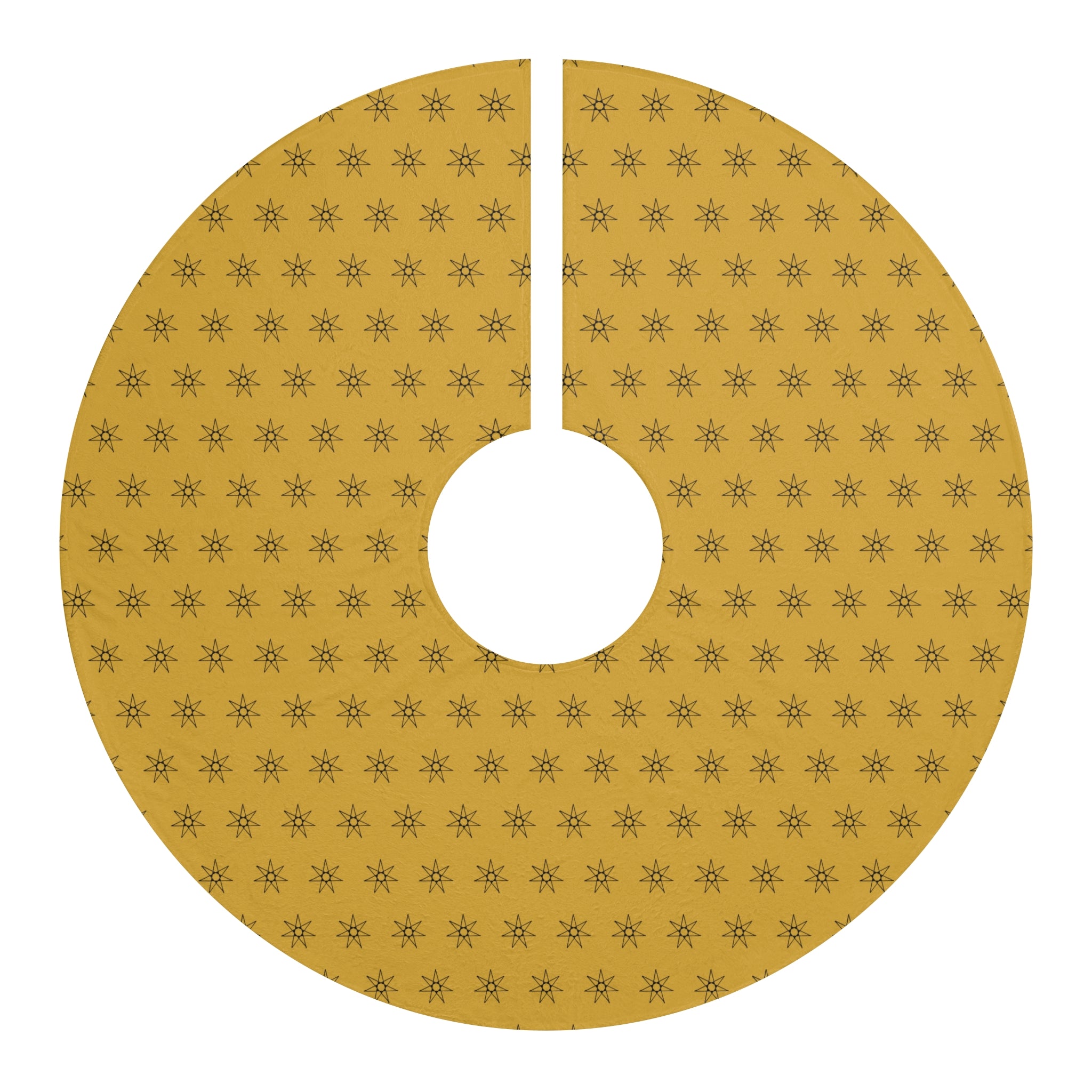 Gold Star Christmas Tree Skirt | Yellow Tree Skirt